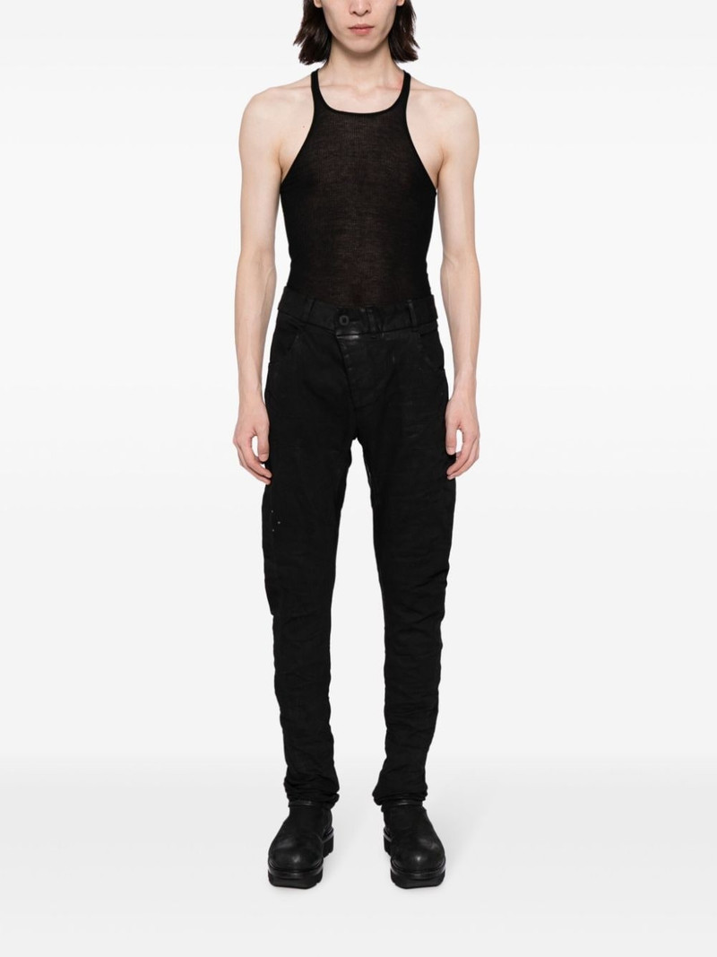 Boris Bidjan Saberi distressed drop-crotch skinny trousers outlook