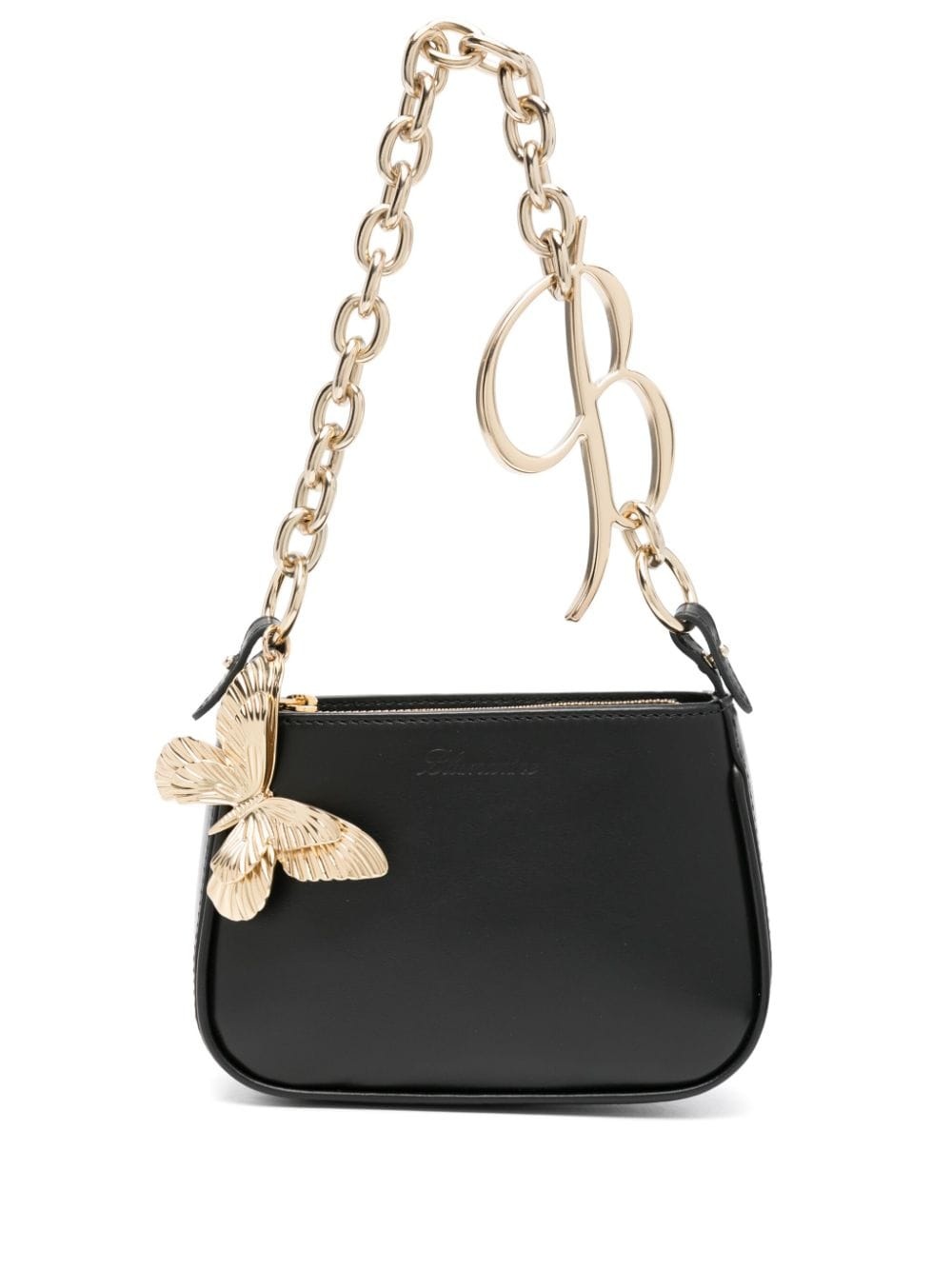 butterfly-charm leather shoulder bag - 1