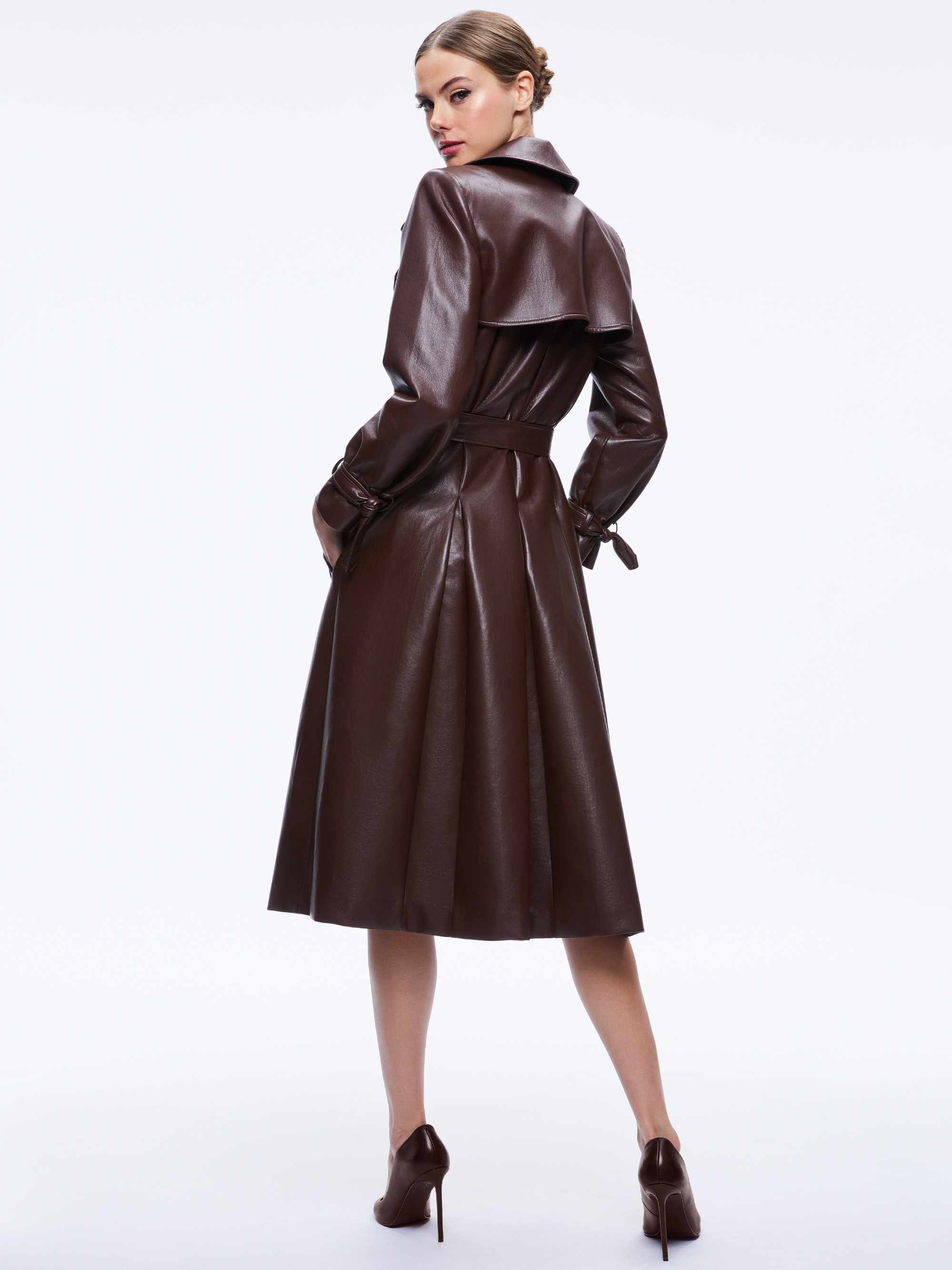 ELICIA VEGAN LEATHER TRENCH COAT - 2