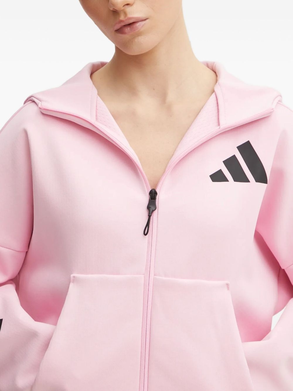 logo-detail zip-up hoodie - 4