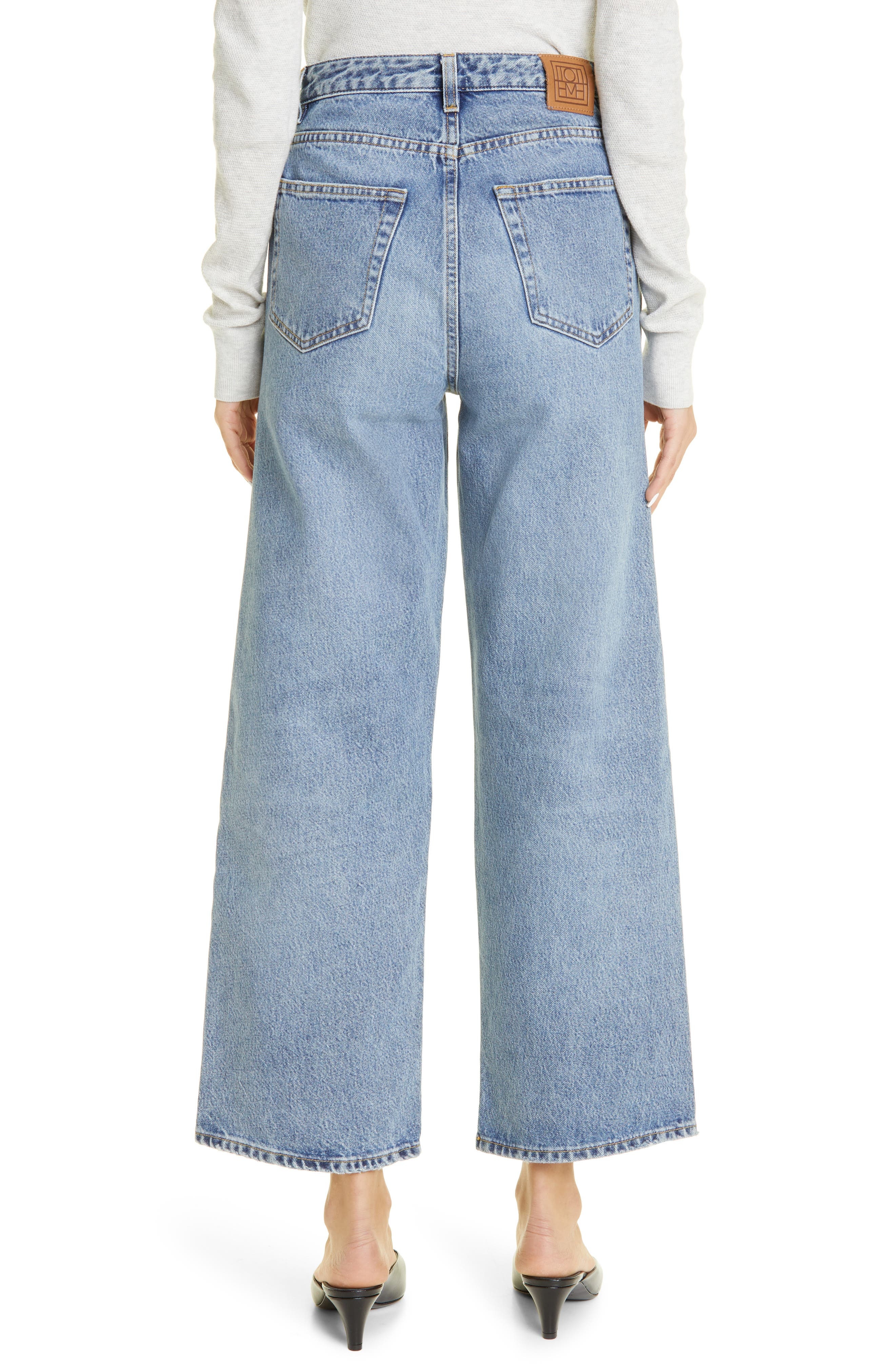 TOTEME Rigid Organic Cotton Flare Leg Jeans in Worn Blue at Nordstrom - 3