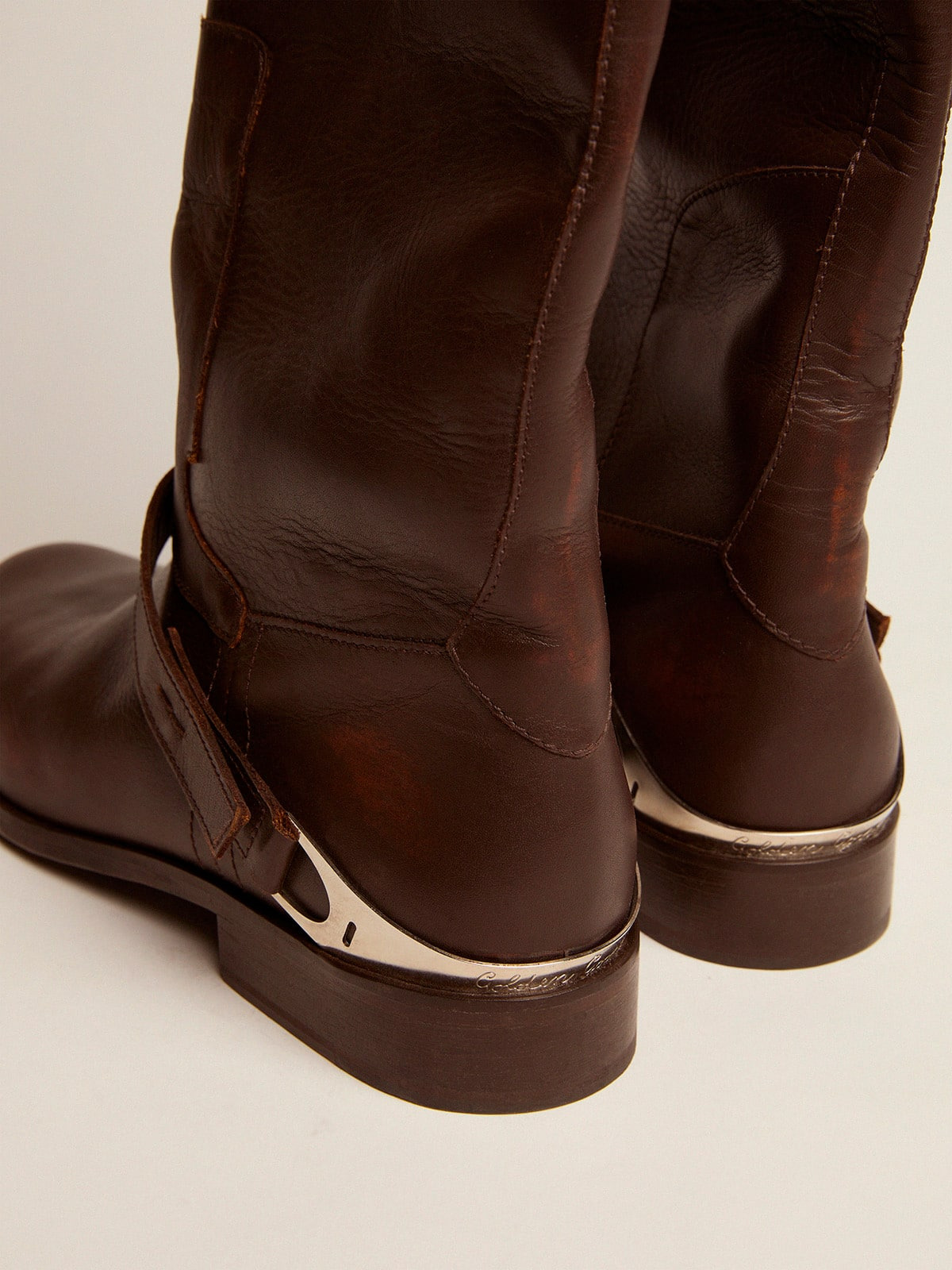 Women's Charlie boots in dark brown leather and clamp on the heel - 5