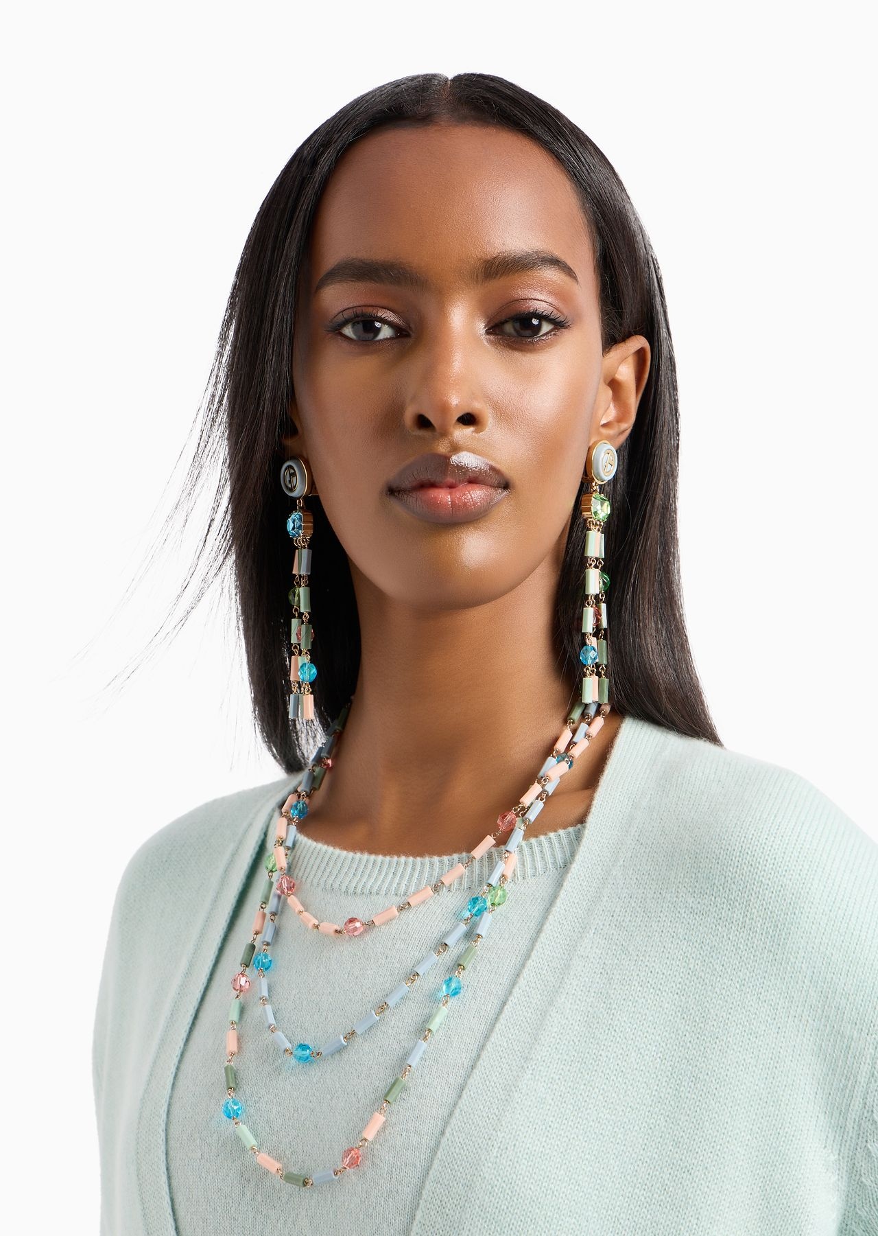 Multistrand necklace in resin and crystals - 3