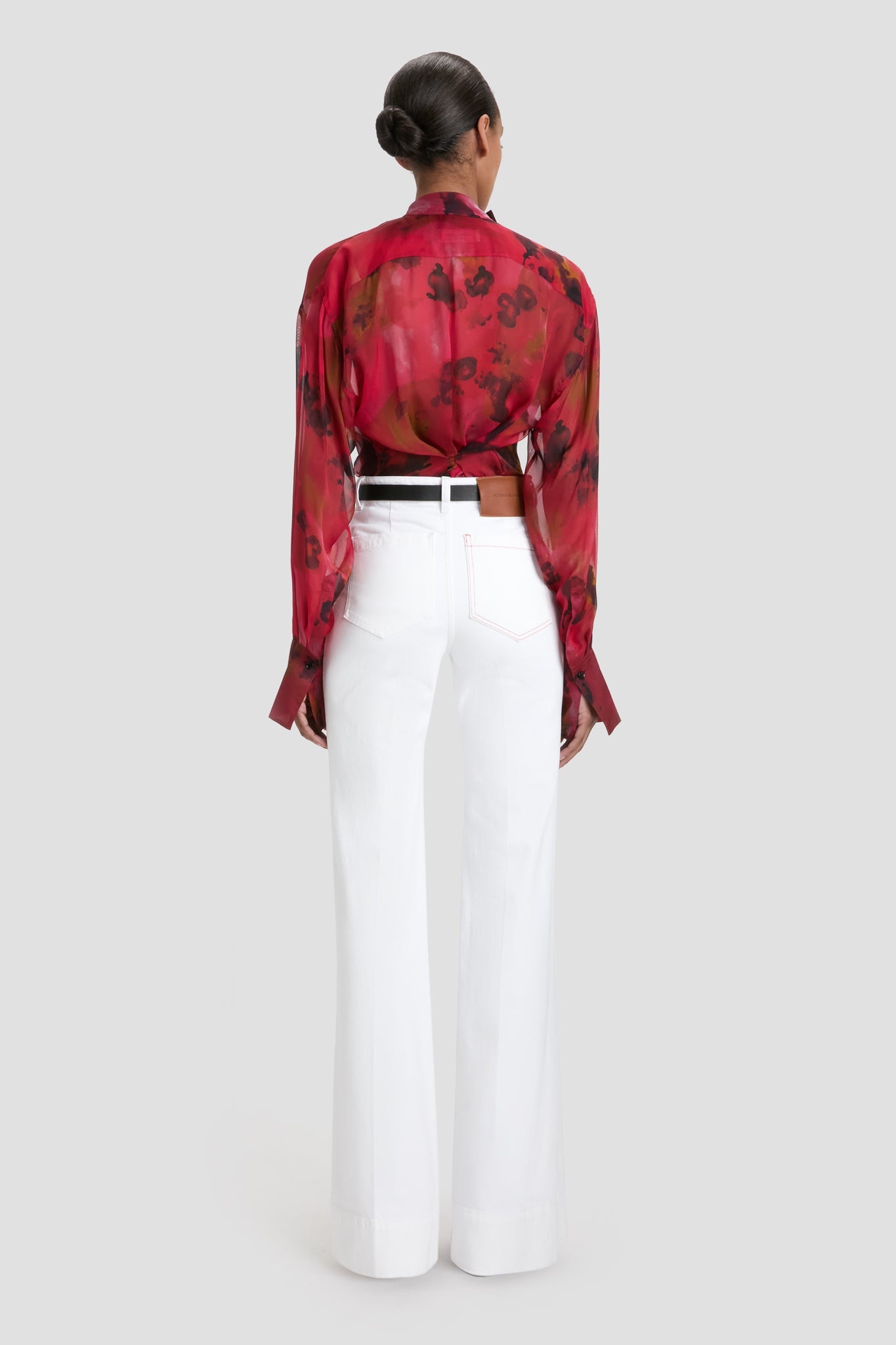 Drape Detail Blouse In Raspberry Floral Print - 5