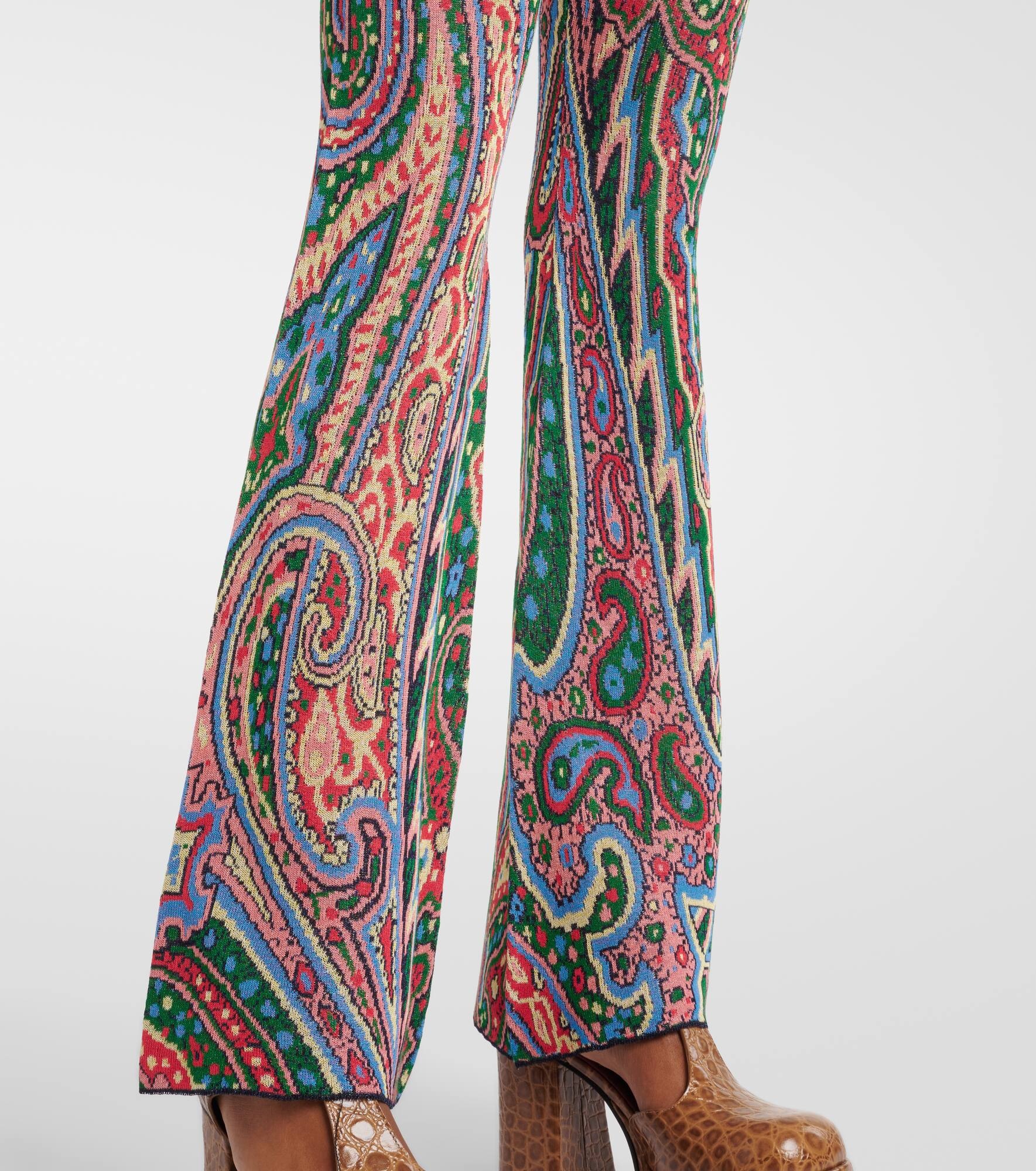 Knitted paisley jacquard flared pants - 5