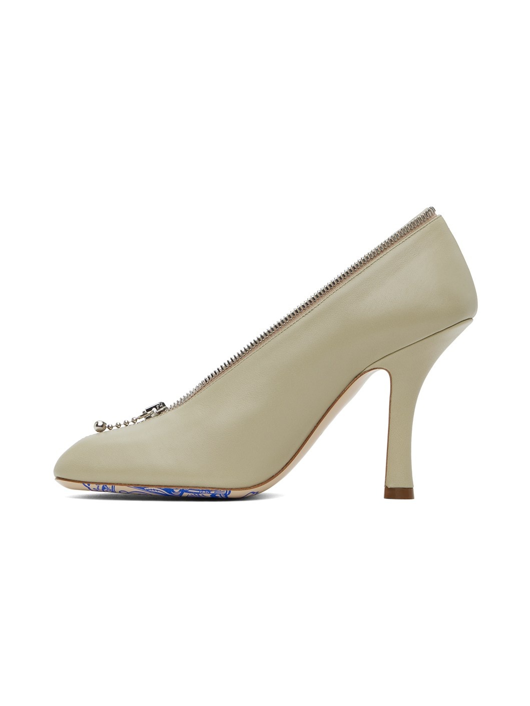 Khaki Leather Baby Zip Heels - 3