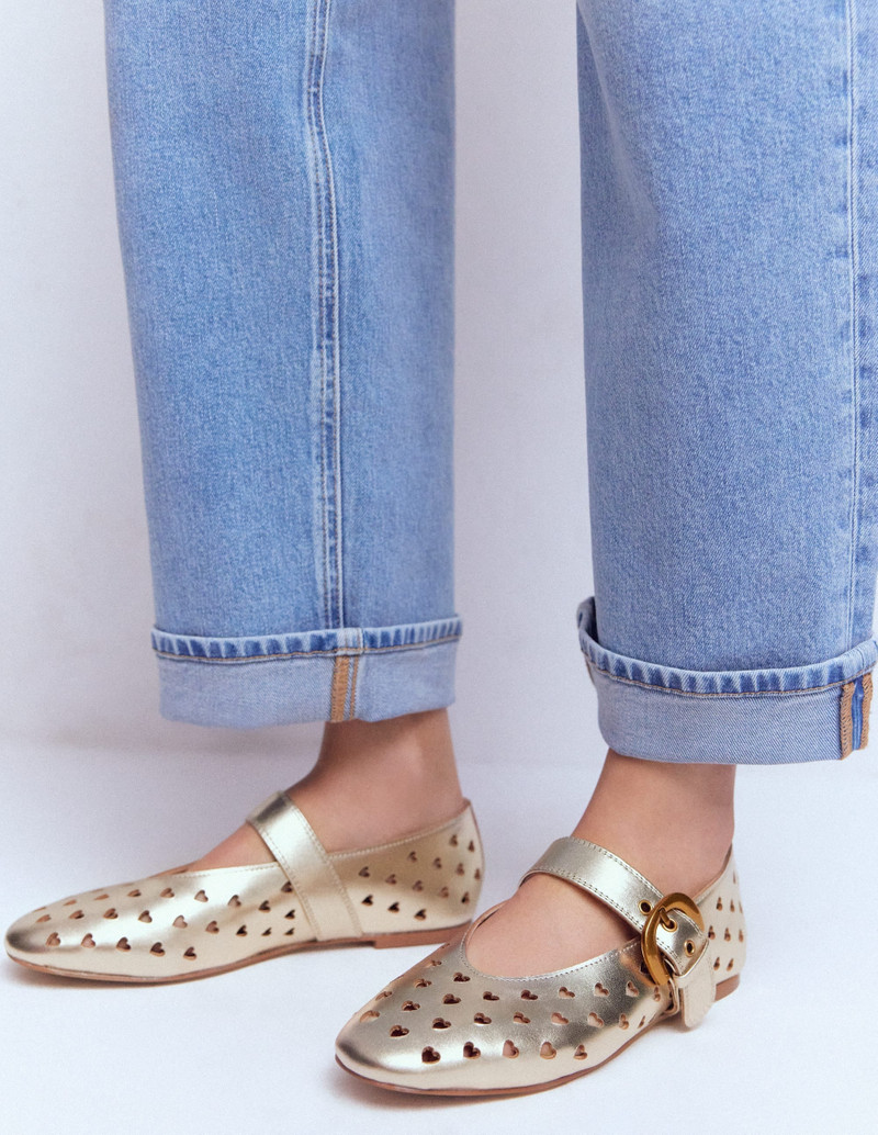 BODEN Kylie Flat Buckle Mary Janes-Gold outlook