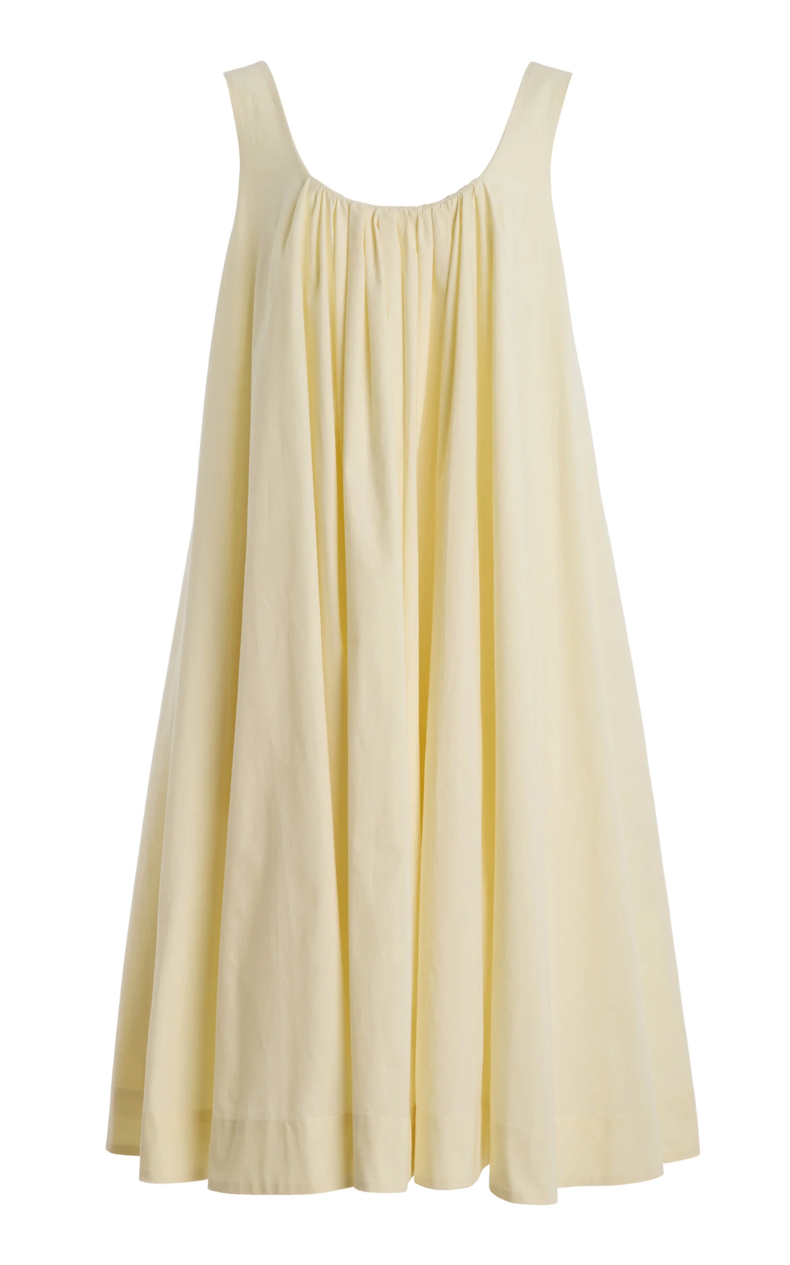 The Lennox Shirred Stretch-Cotton Midi Dress yellow - 1