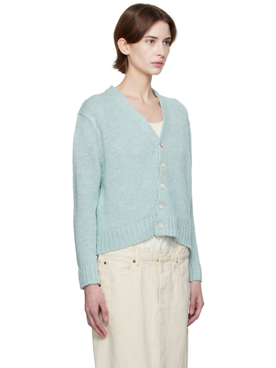 Blue Gardening Hemp Knit Cardigan - 2