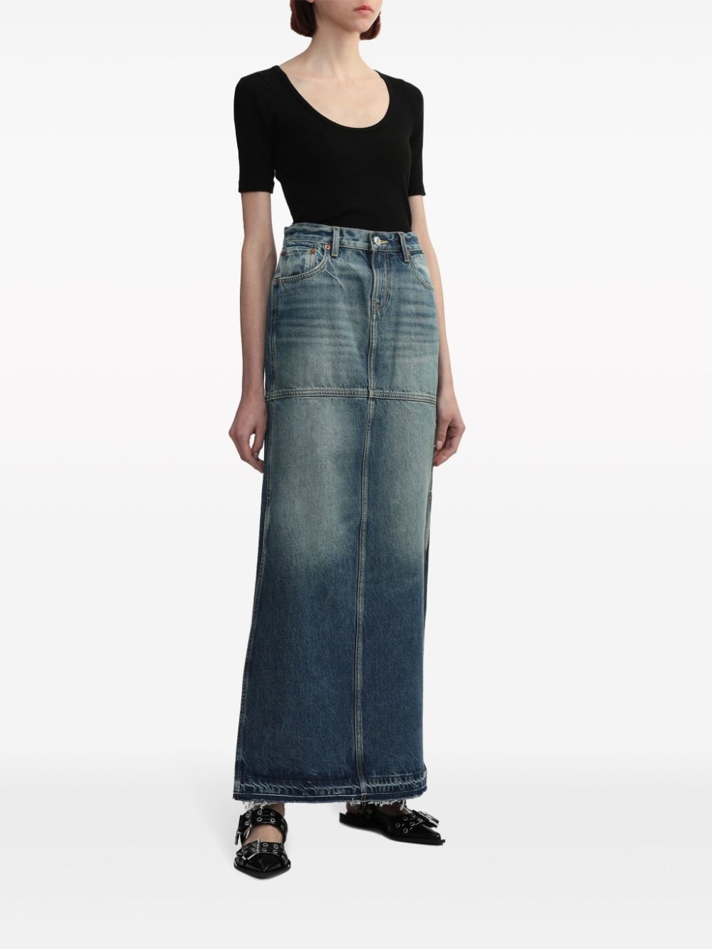 mid-rise maxi denim skirt - 2