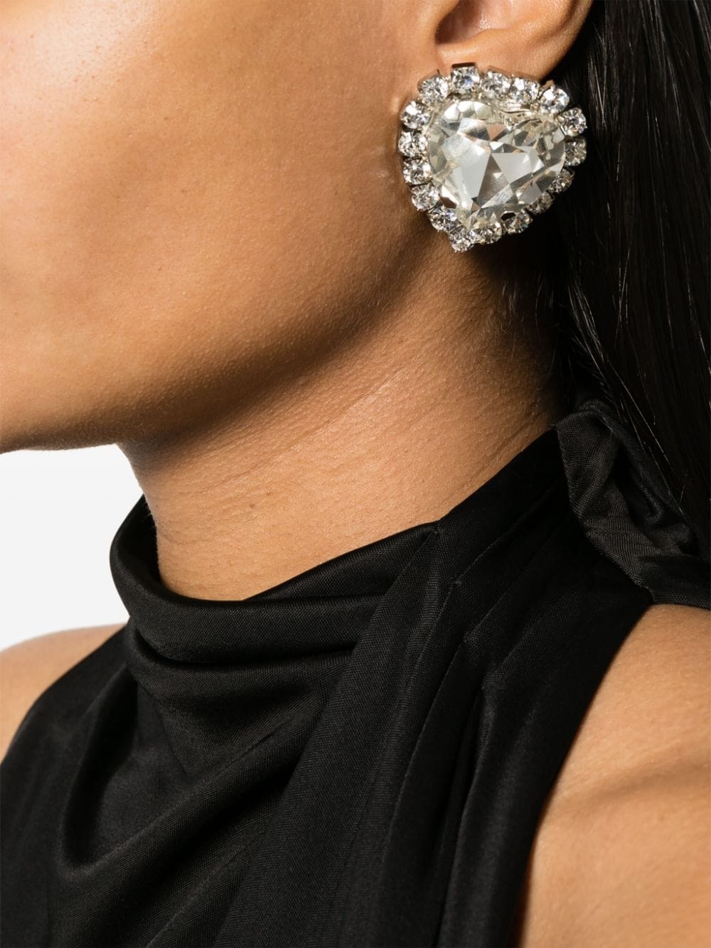 heart-motif crystal-embellished earrings - 2
