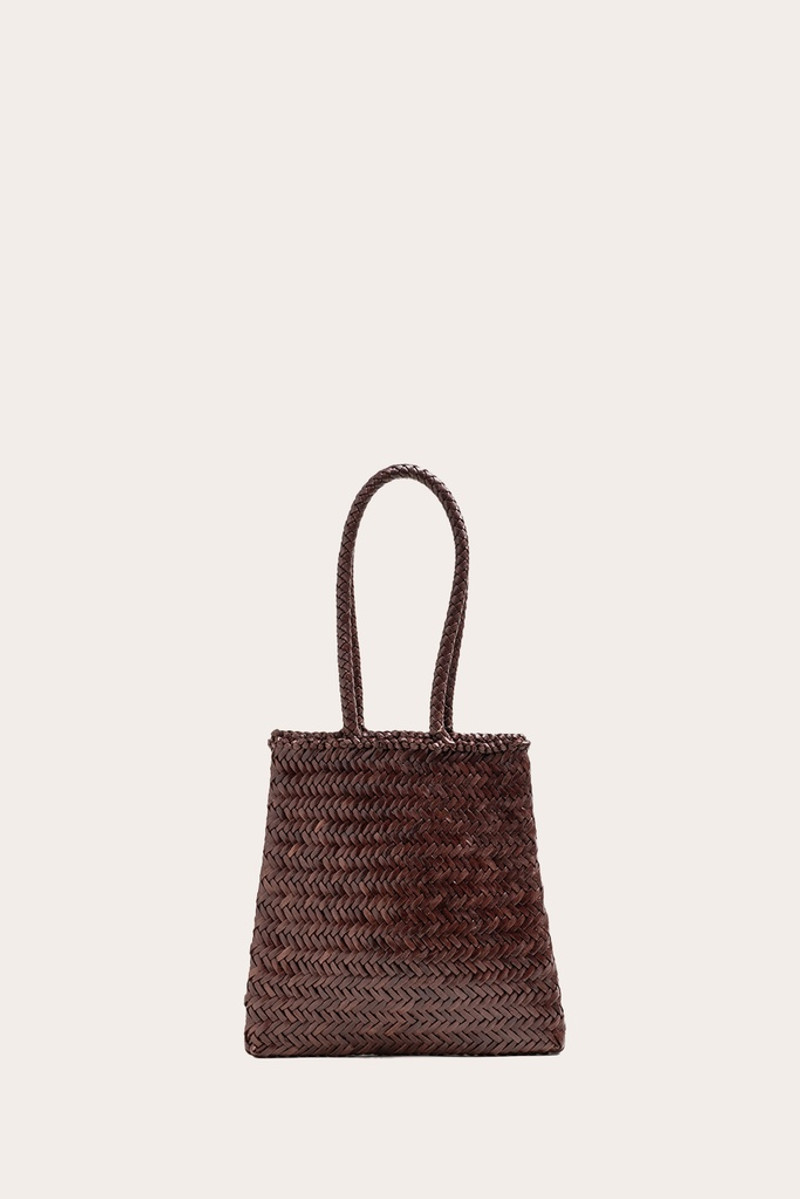 FLAT LEATHER BASKET DARK BROWN 1