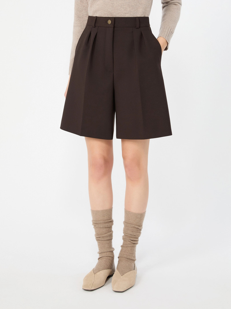 SAUNA Double woollen cloth Bermuda shorts - DARK BROWN 3