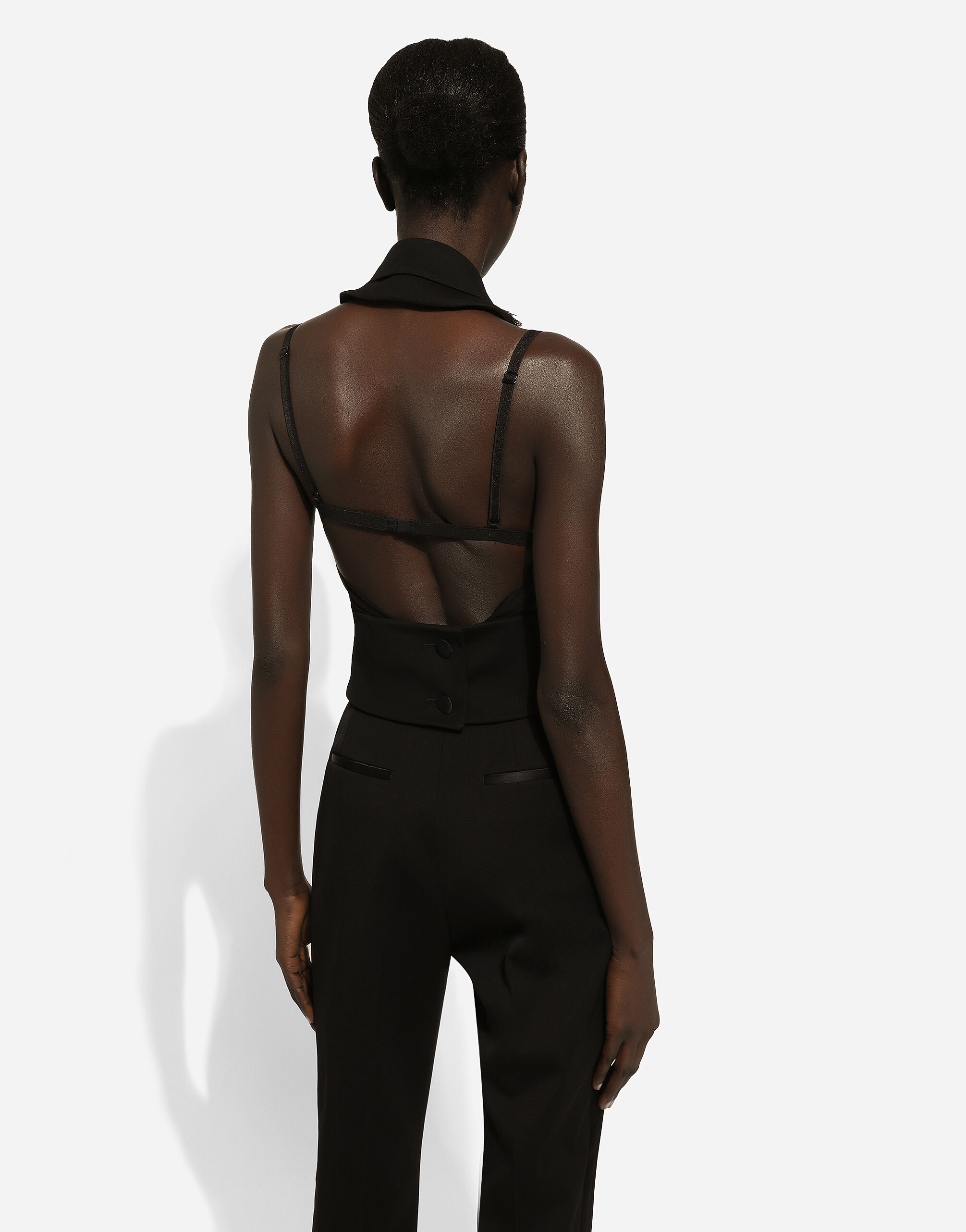 Double-breasted wool gabardine waistcoat - 9