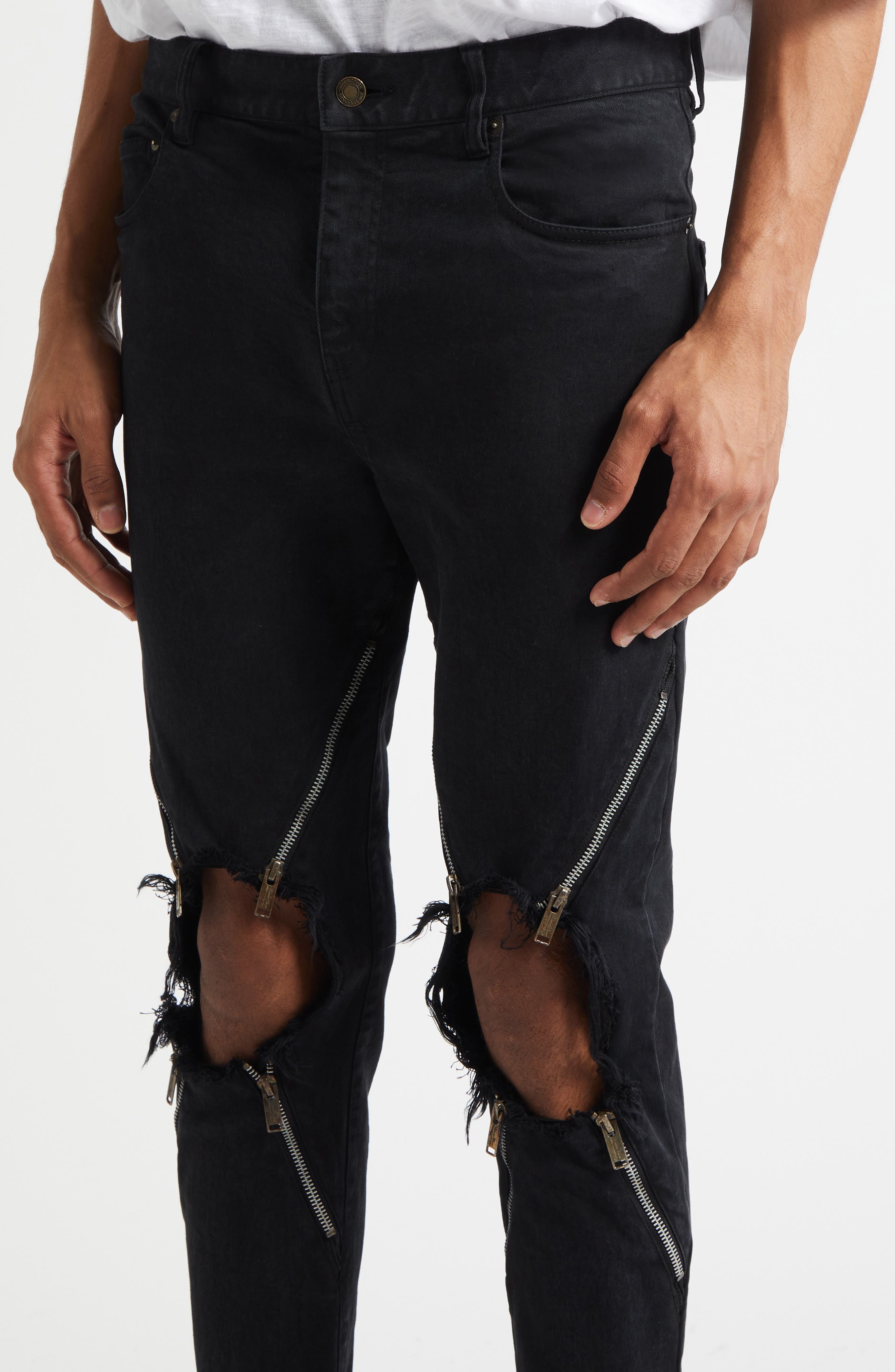 Undercover Ripped Knee Zip Detail Pants in Charcoal at Nordstrom - 5