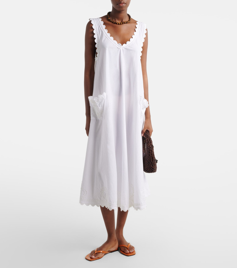 juliet dunn Embroidered scalloped cotton poplin midi dress outlook