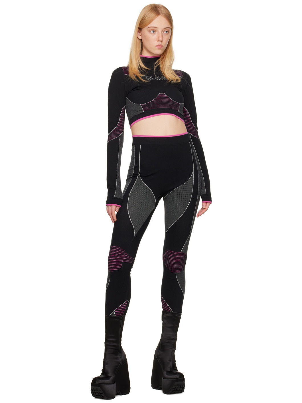 Black & Pink Rossignol Edition Seamless Leggings - 5