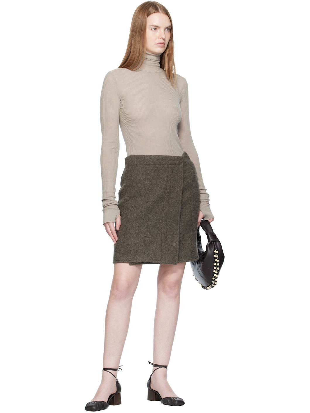 Khaki Wrapover Miniskirt - 4