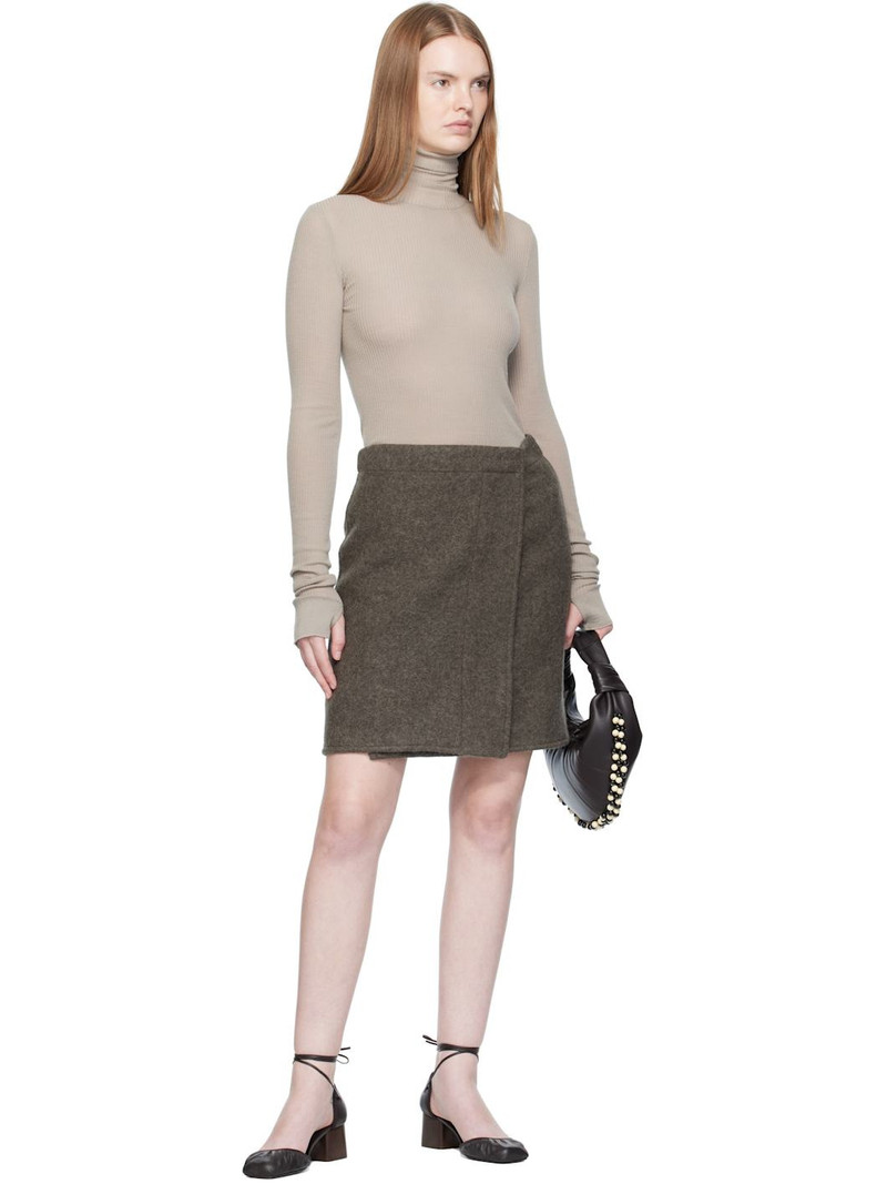 Lemaire Khaki Wrapover Miniskirt outlook
