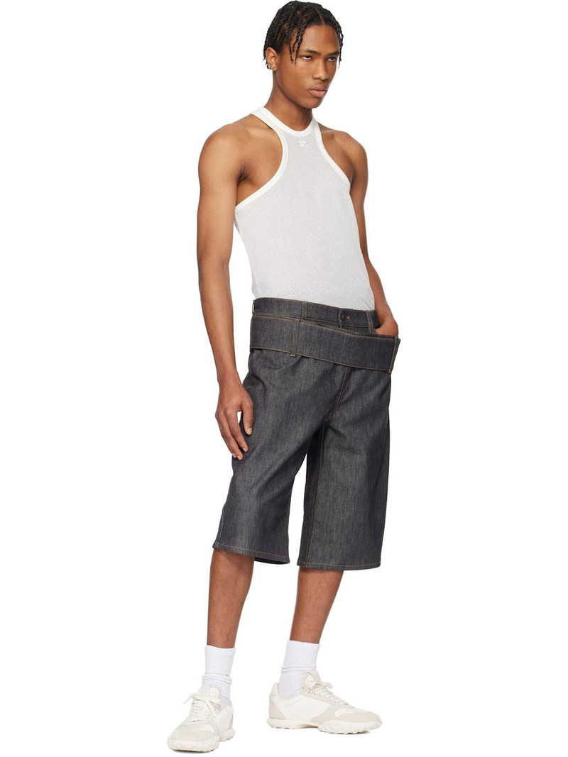 courrèges Gray Double Belted Denim Shorts outlook