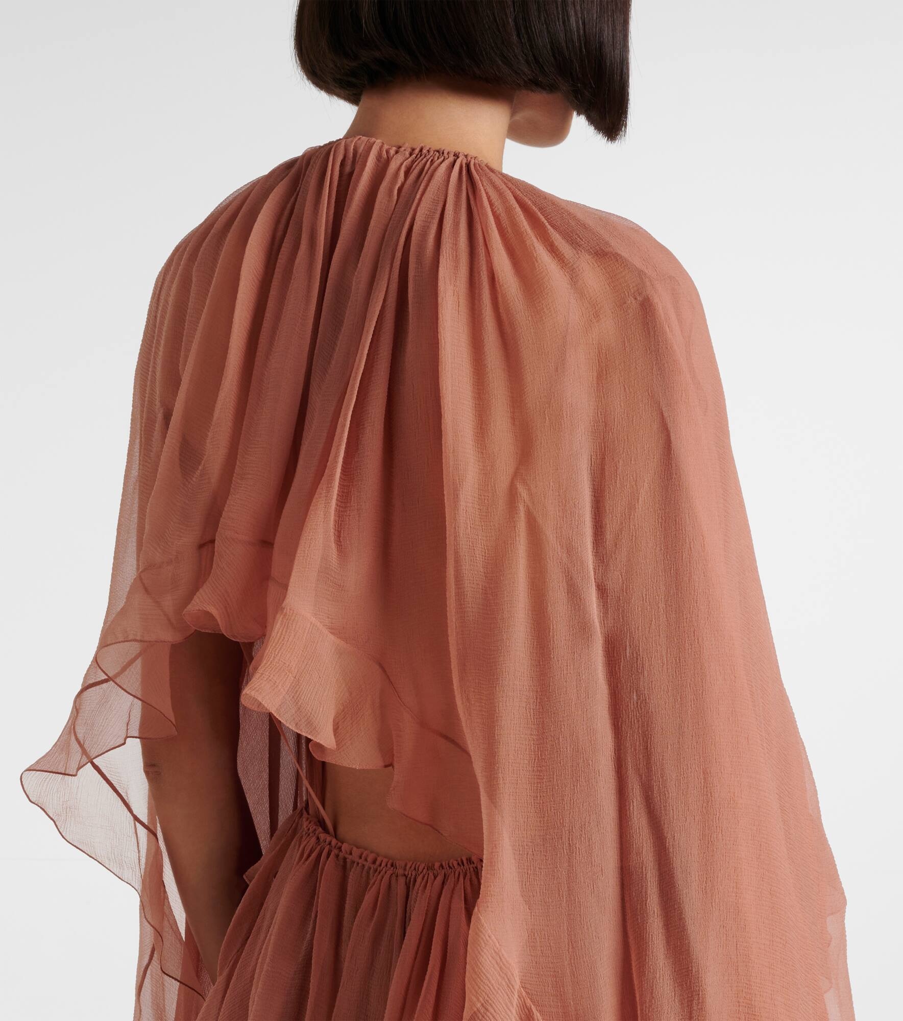 Ruffled silk muslin cape - 5