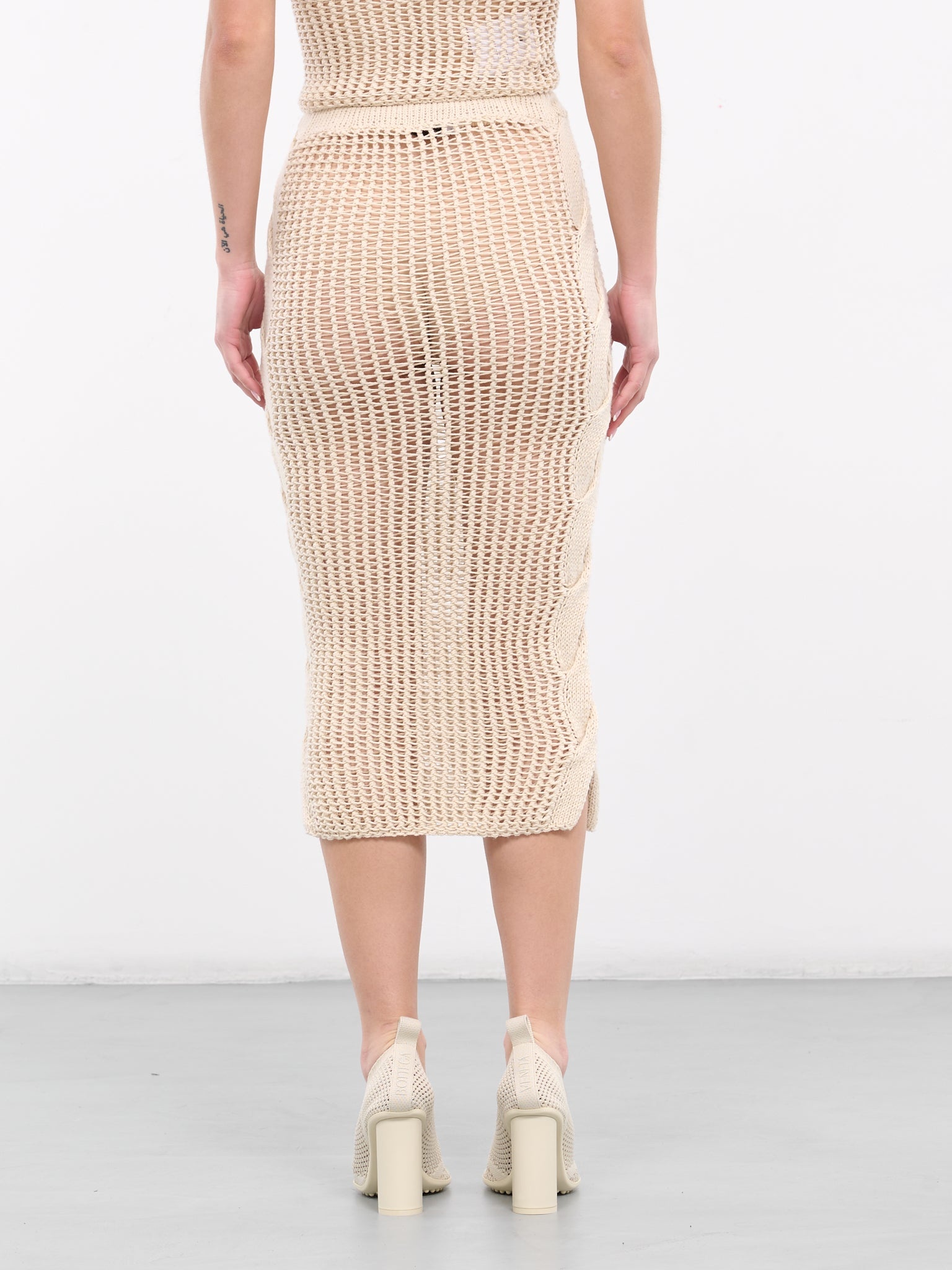 Open Knit Midi Skirt - 3