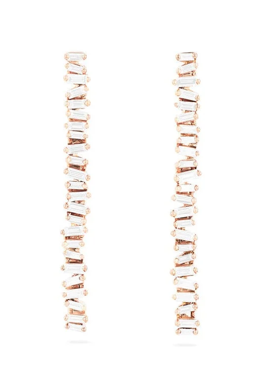 Linear Baby Tennis Diamond Earrings - 1