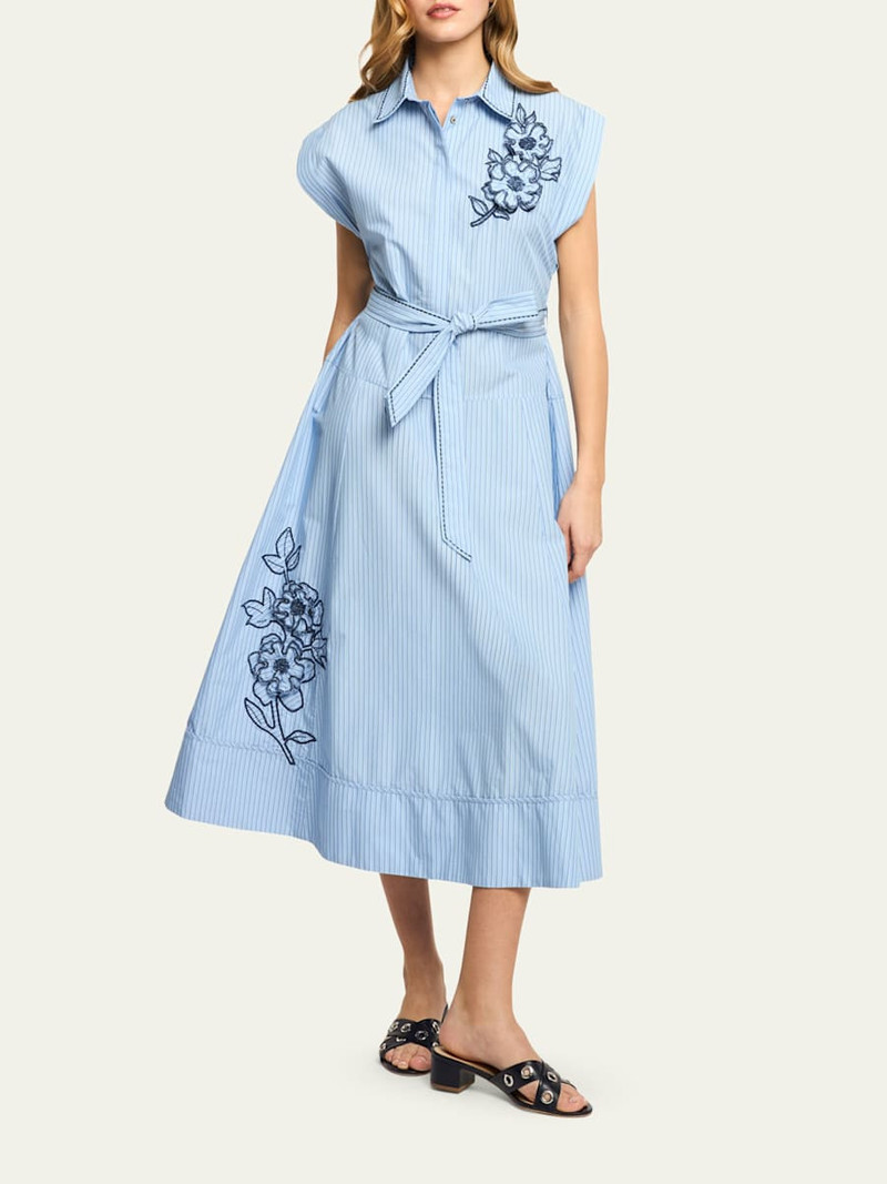 Cinq à Sept Callie Pinstripe Floral Midi Dress outlook