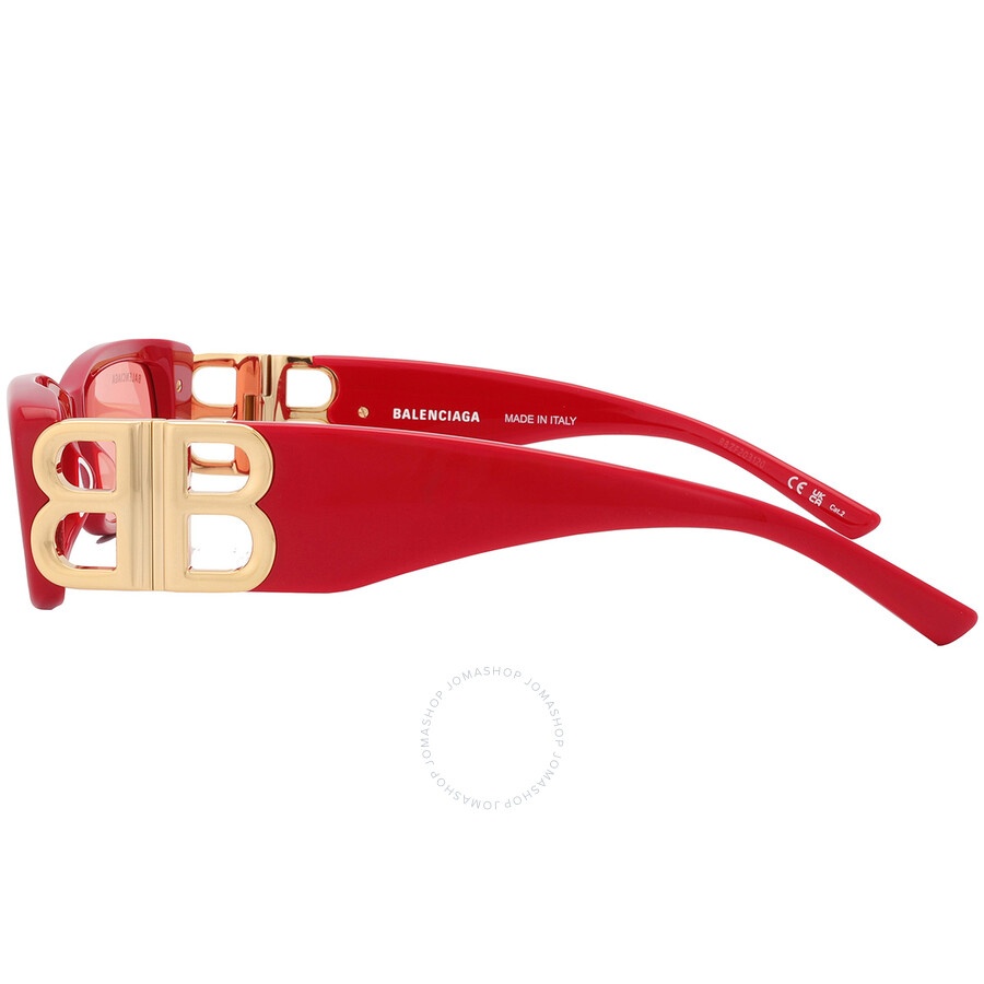 Open Box - Balenciaga Red Rectangular Ladies Sunglasses BB0096S 003 51 - 4