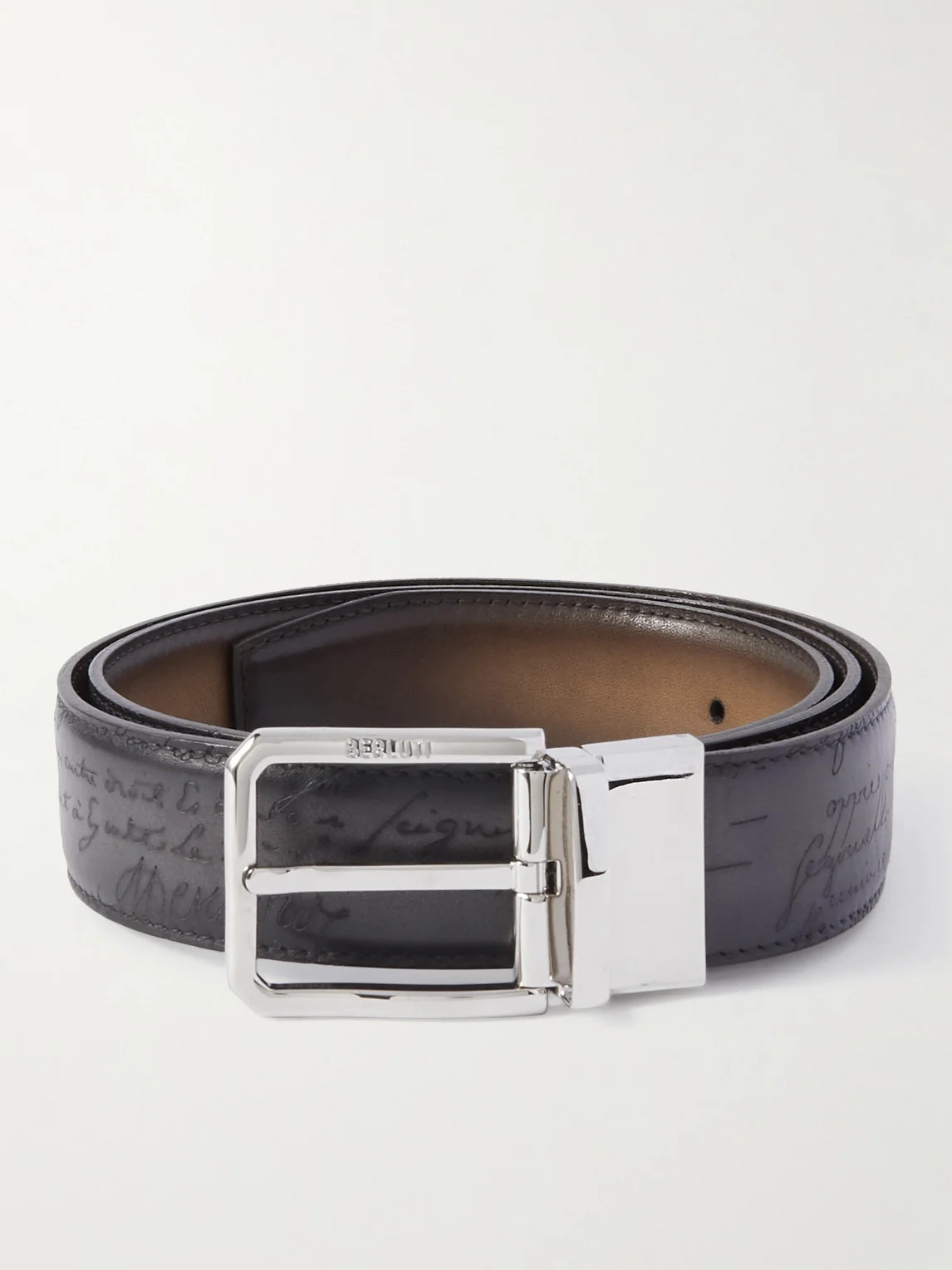 Versatile 3.5cm Reversible Scritto Venezia Leather Belt - 1