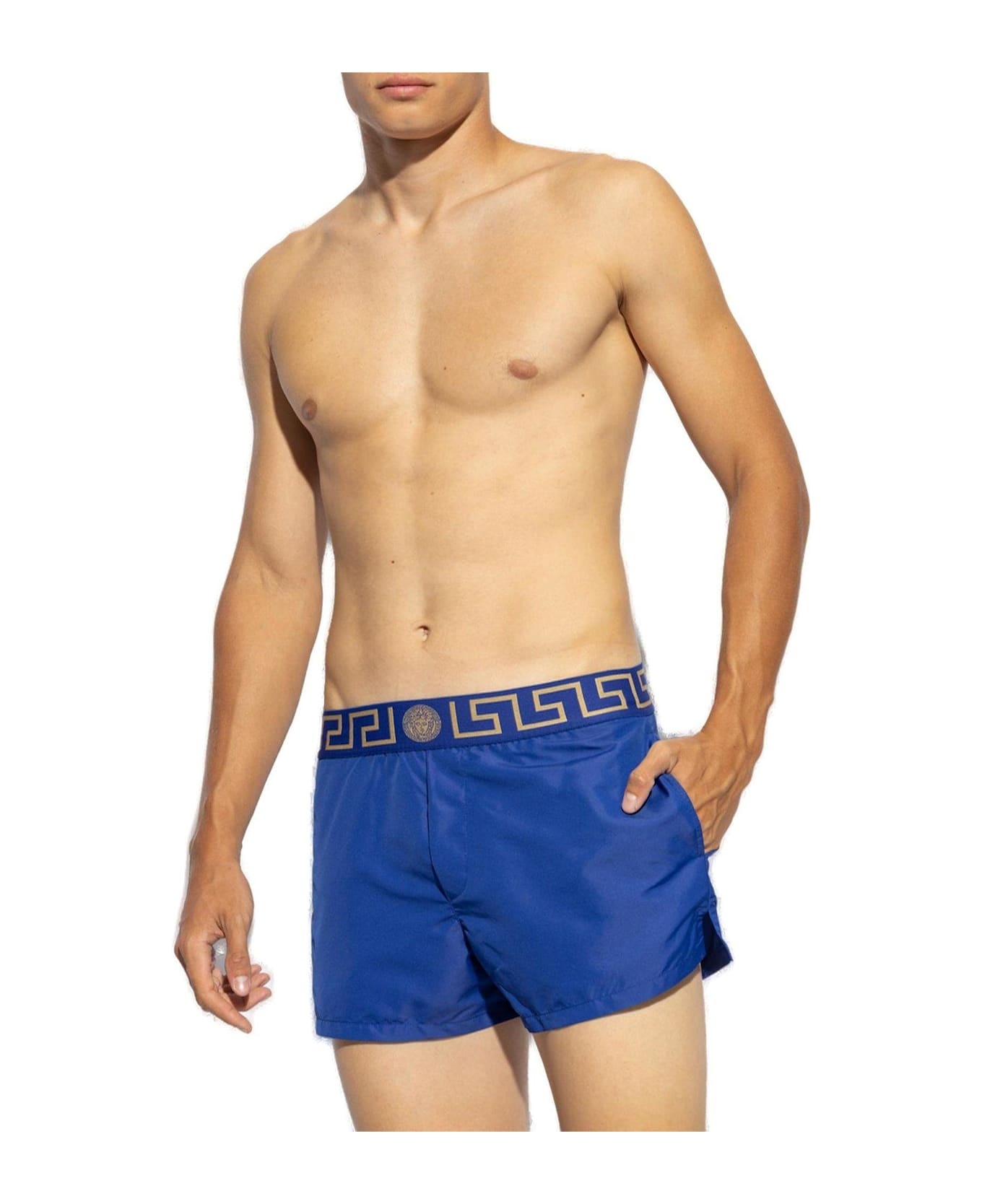 Greca Border Elasticated Waistband Swim Shorts - 2
