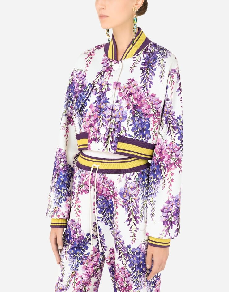 Jersey jacket with wisteria print - 4