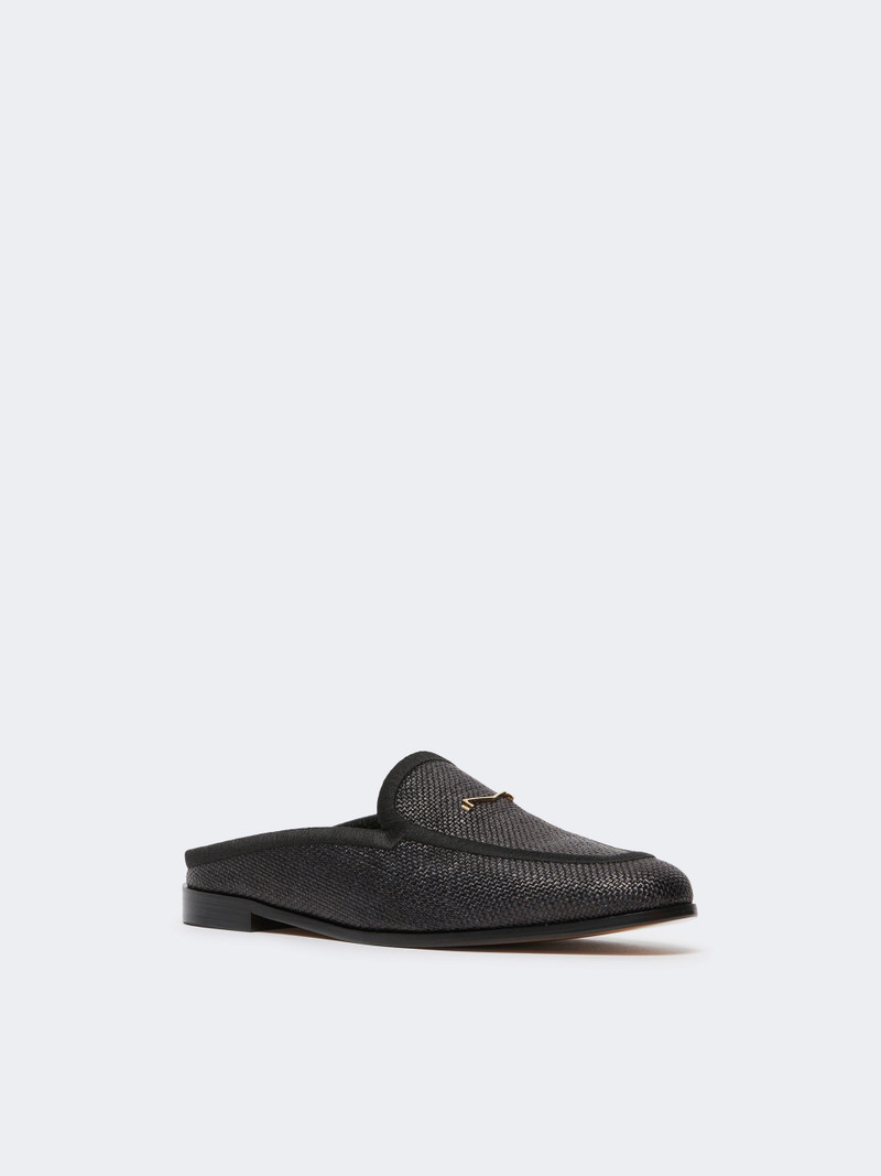 Max Mara Raffia-effect canvas mules - BLACK outlook