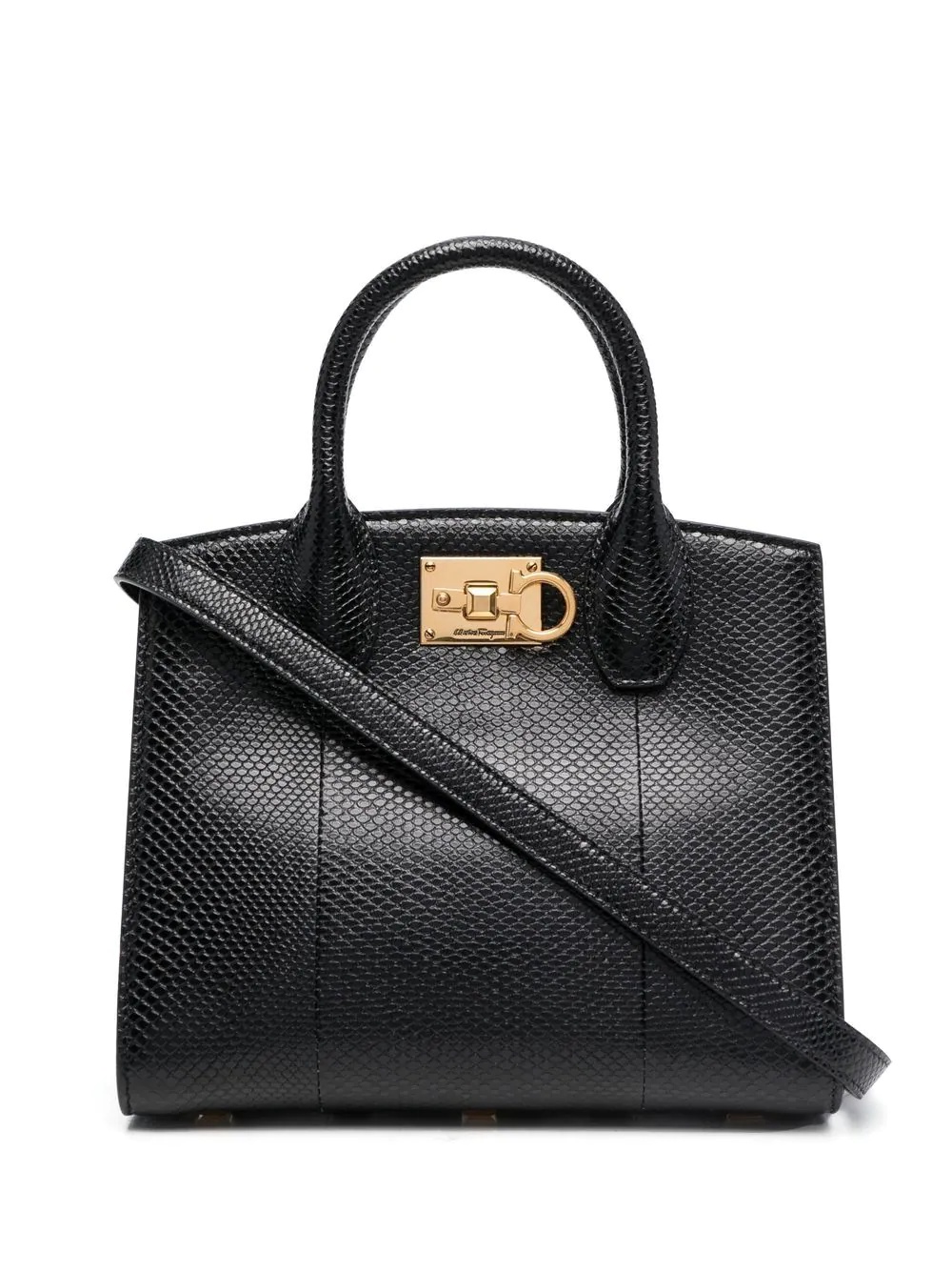 snakeskin-effect leather tote - 1