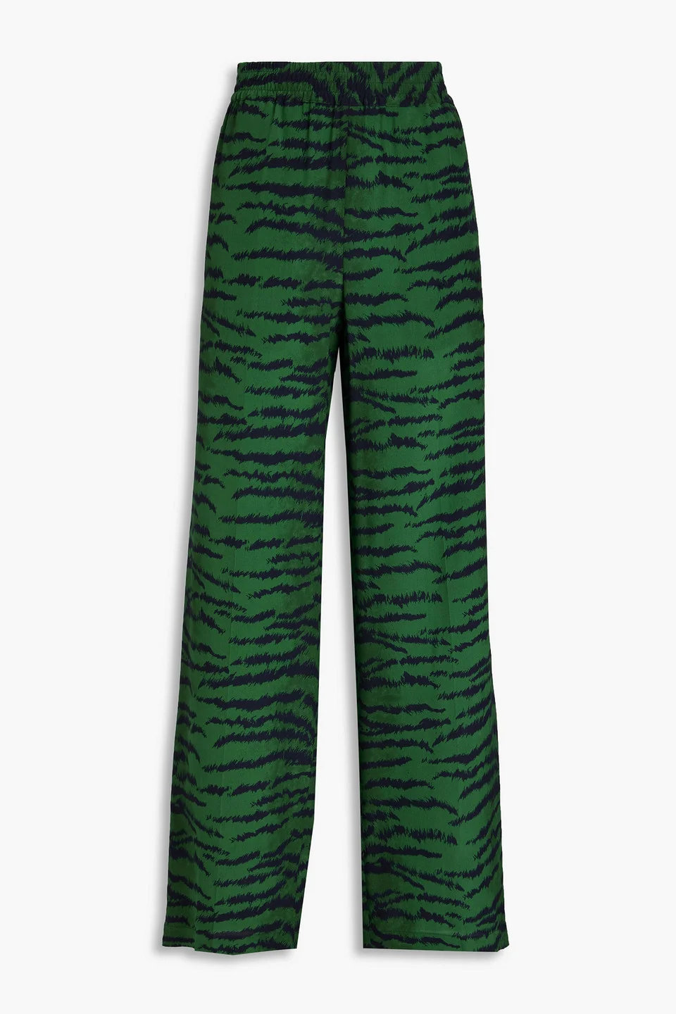 Tiger-print silk crepe de chine wide-leg pants - 1