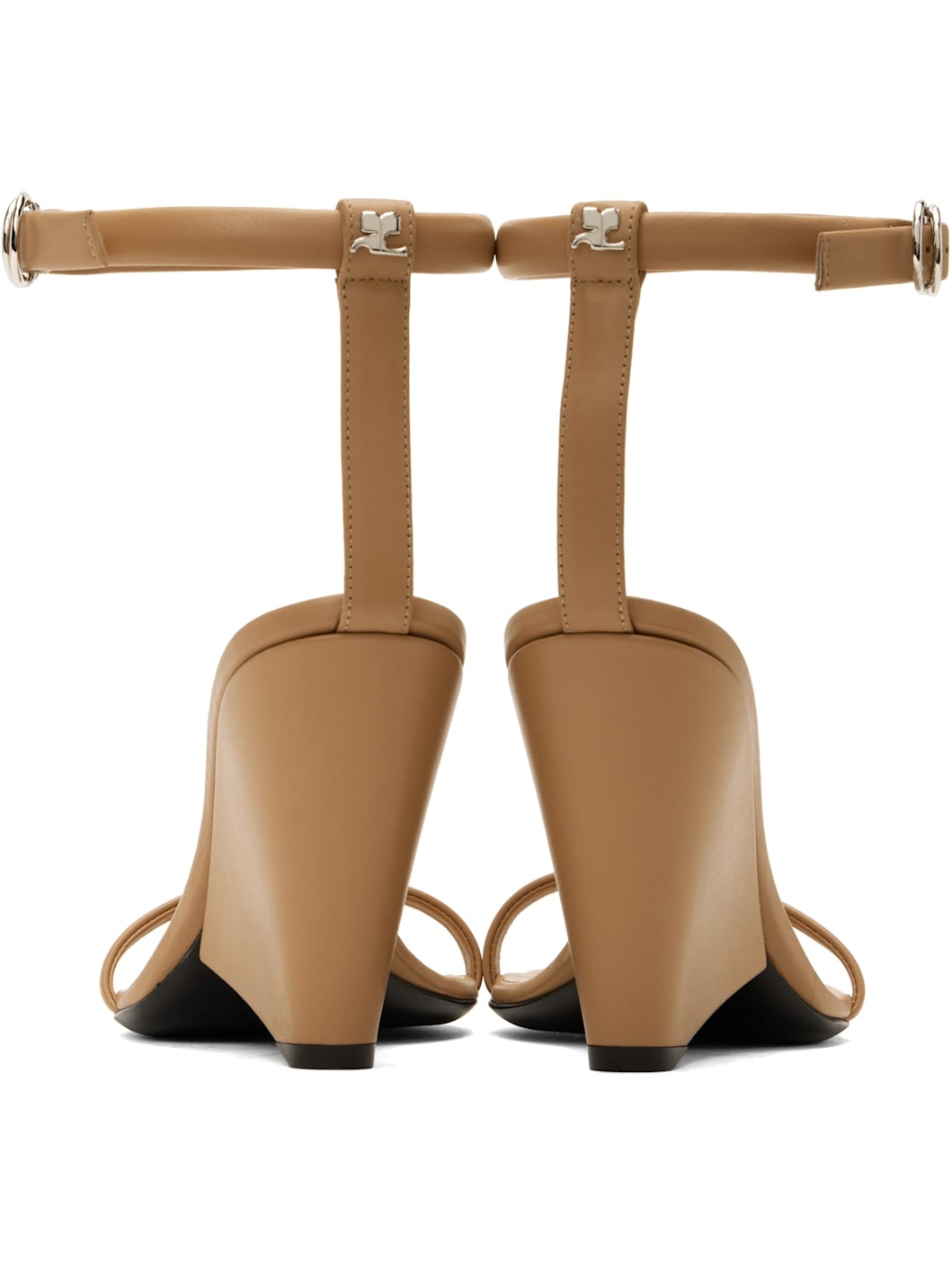Beige Oblique Leather Heeled Sandals - 2