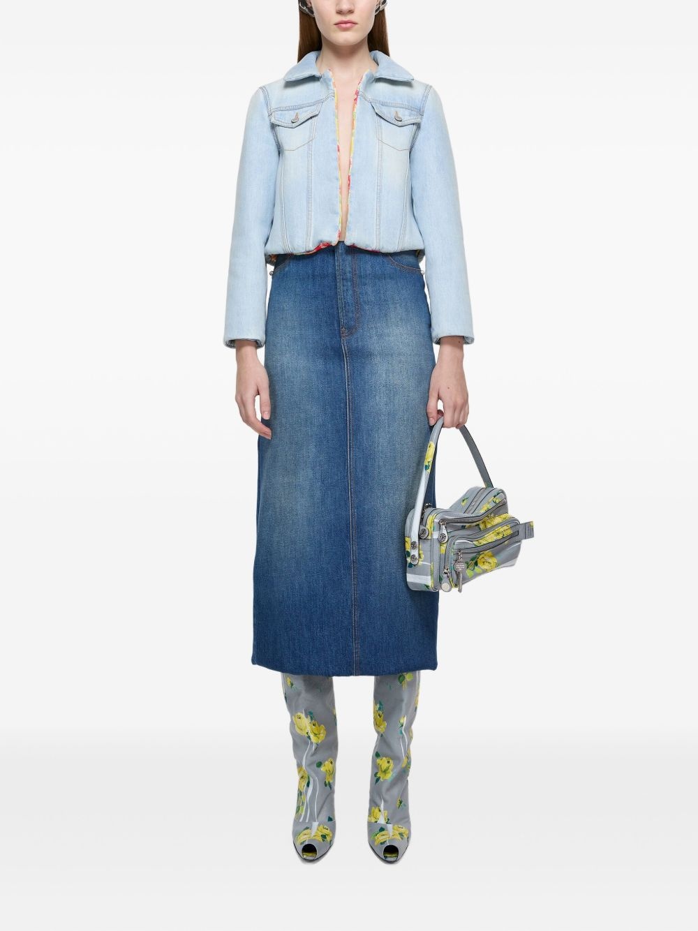 floral-lining denim jacket - 2