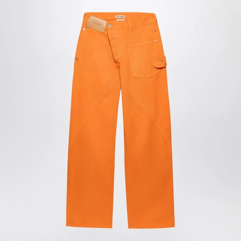 Jw Anderson Bright Orange Twisted-Denim Jeans Women - 1