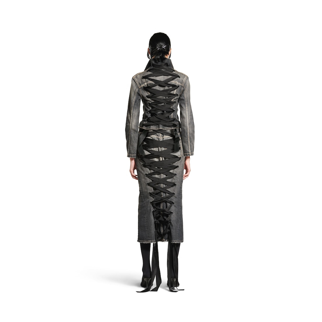 Women's Lace-up Jacket in Dark Grey - 4
