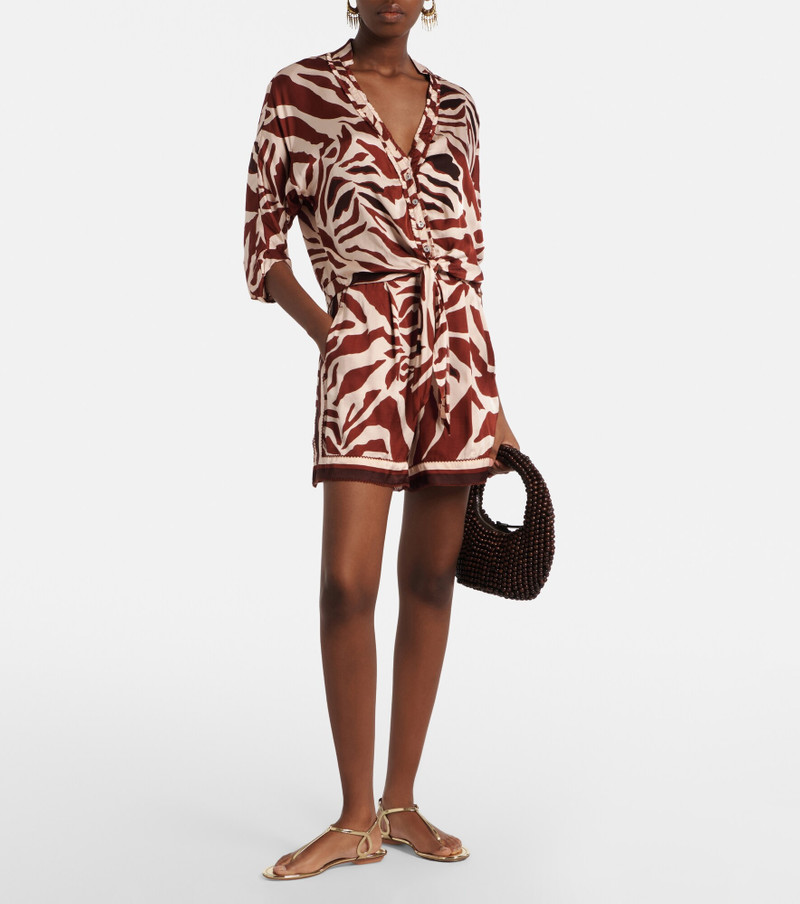 Poupette St Barth Isabelle printed satin shorts outlook