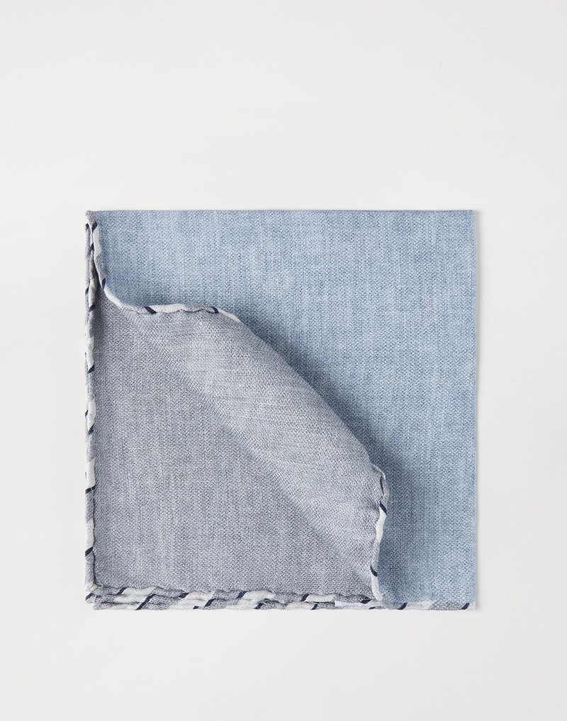 Silk pocket square with striped border 1