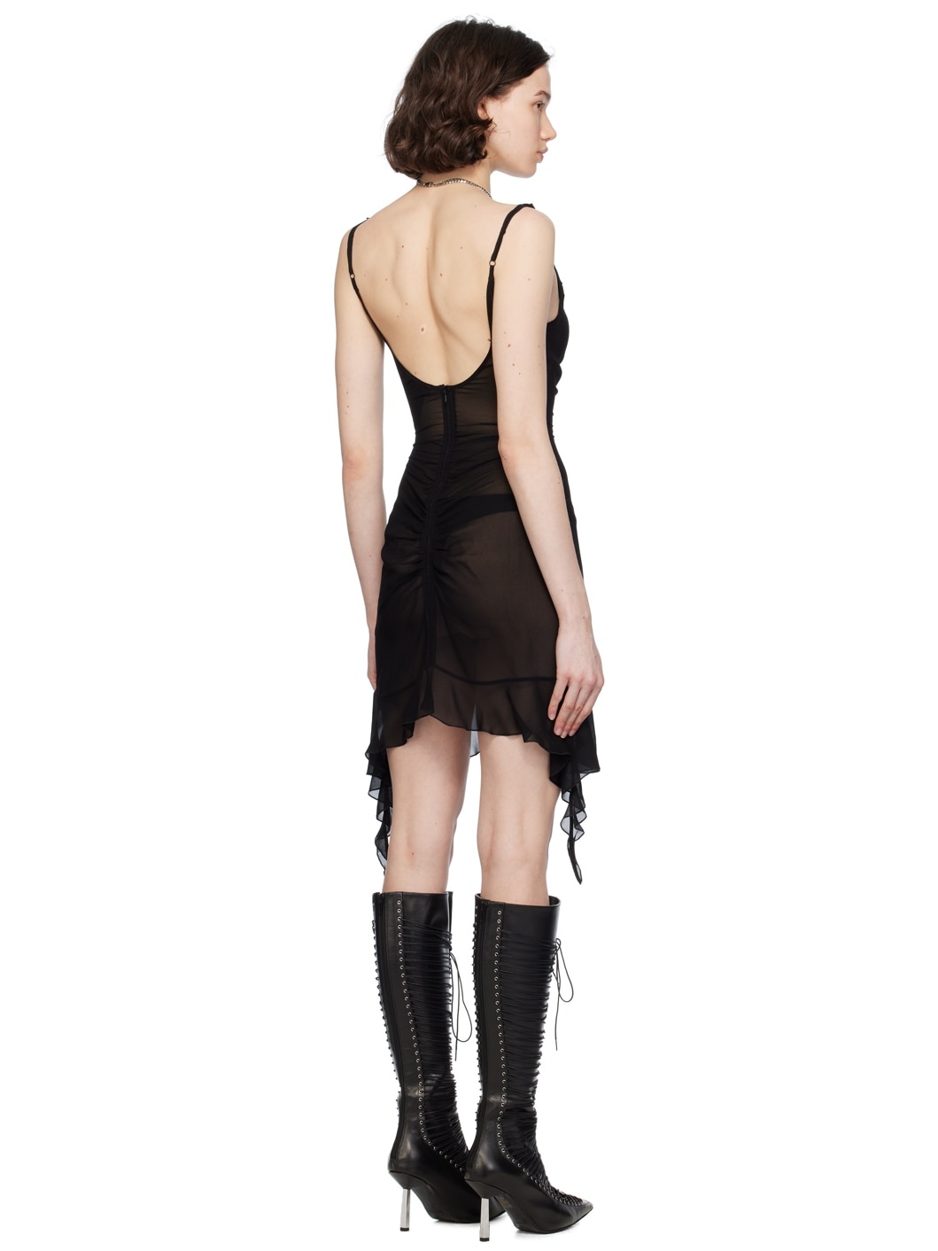 Black Ruched Minidress - 3