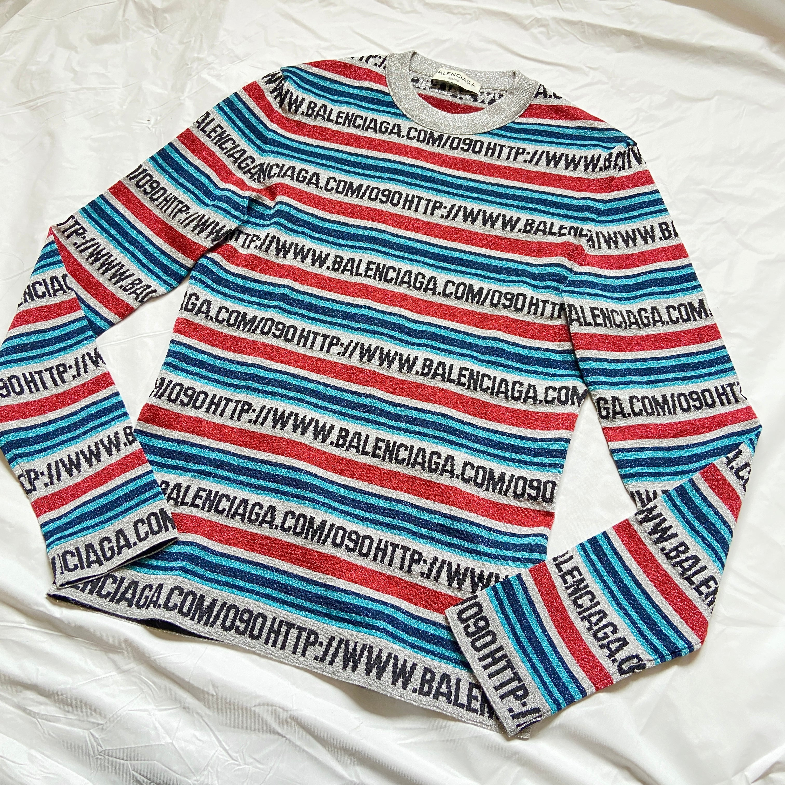 Balenciaga Website Url glitter jacquard knit striped sweater top 38 - 8
