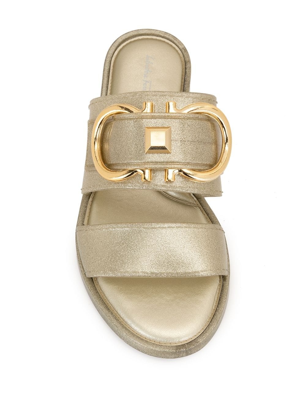 Gancini metallic flat sandals - 4