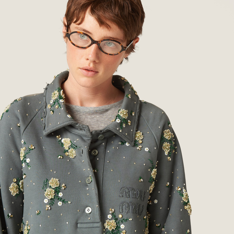 Garment-dyed cotton fleece sweatshirt with embroidered logo 6