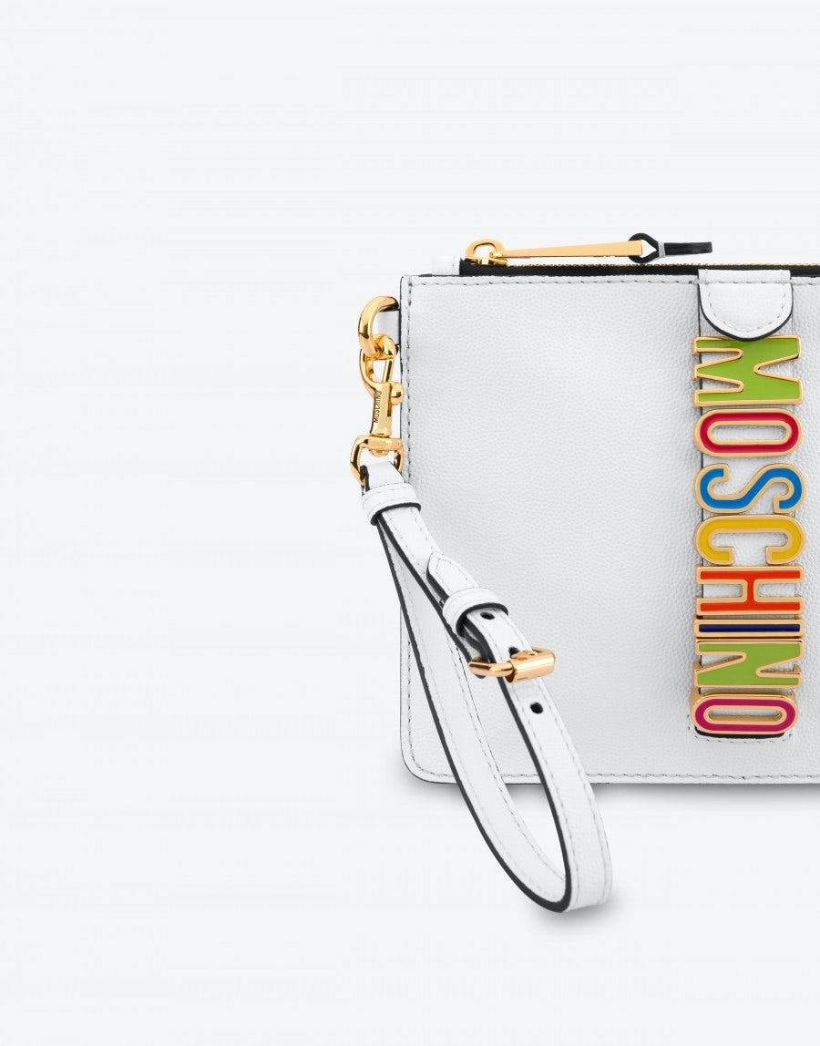 MULTICOLOR LETTERING CALFSKIN SMALL CLUTCH - 4