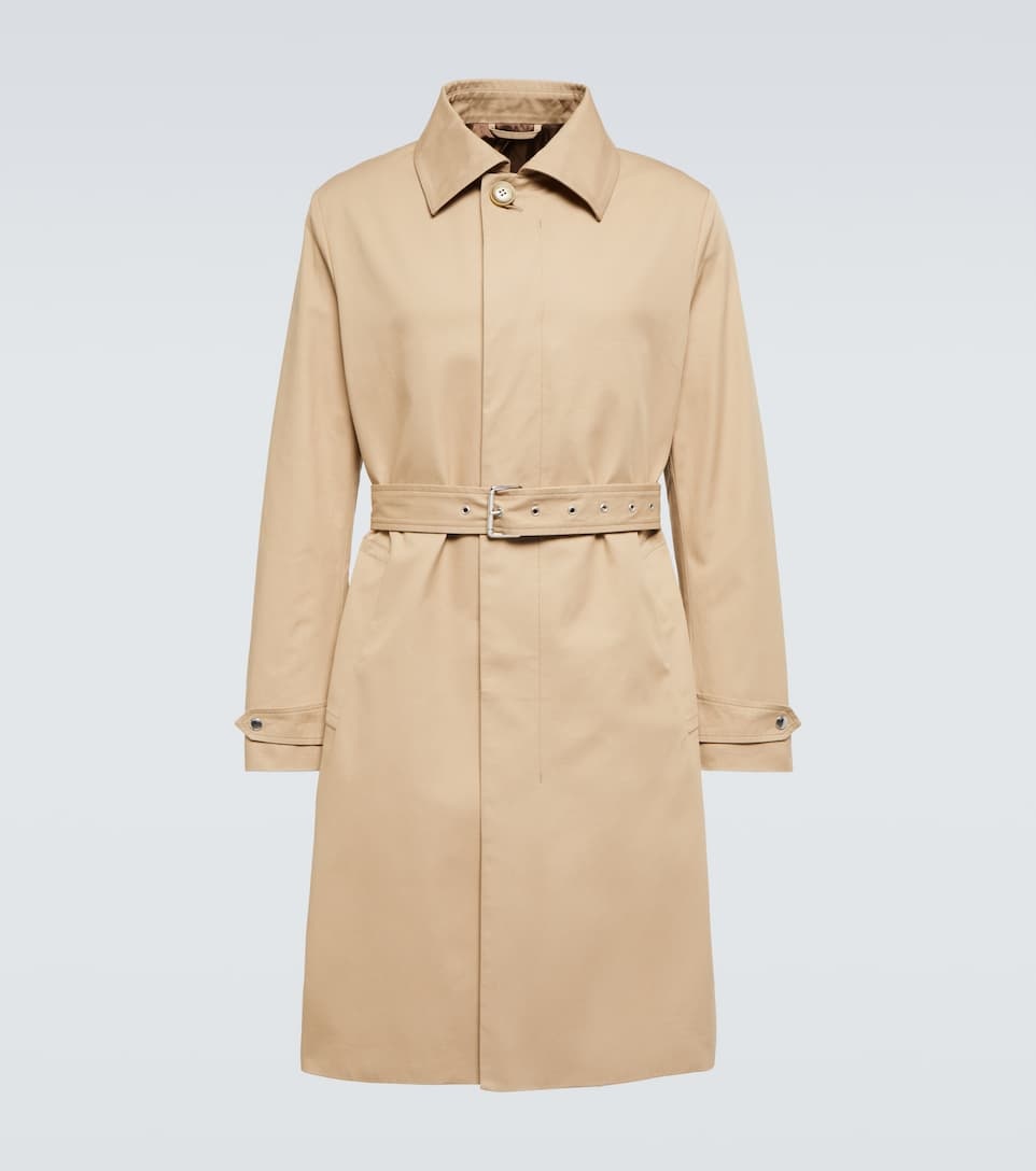 Belted cotton raincoat - 1