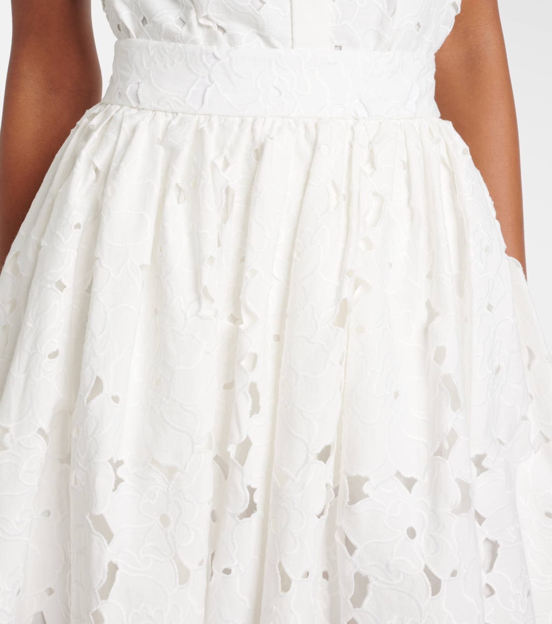 Gathered cotton-blend midi skirt - 4