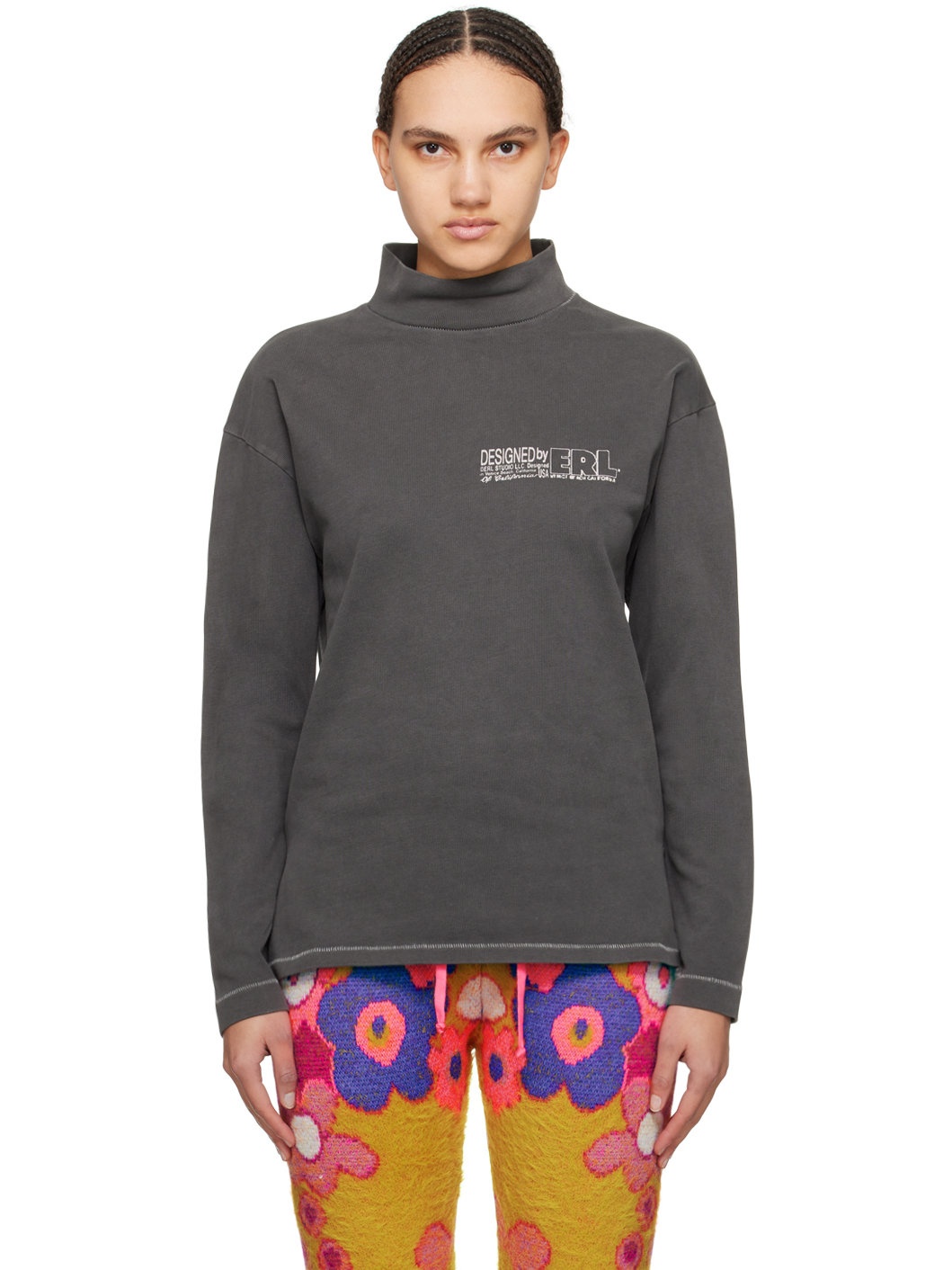 Gray Printed Long Sleeve T-Shirt - 1