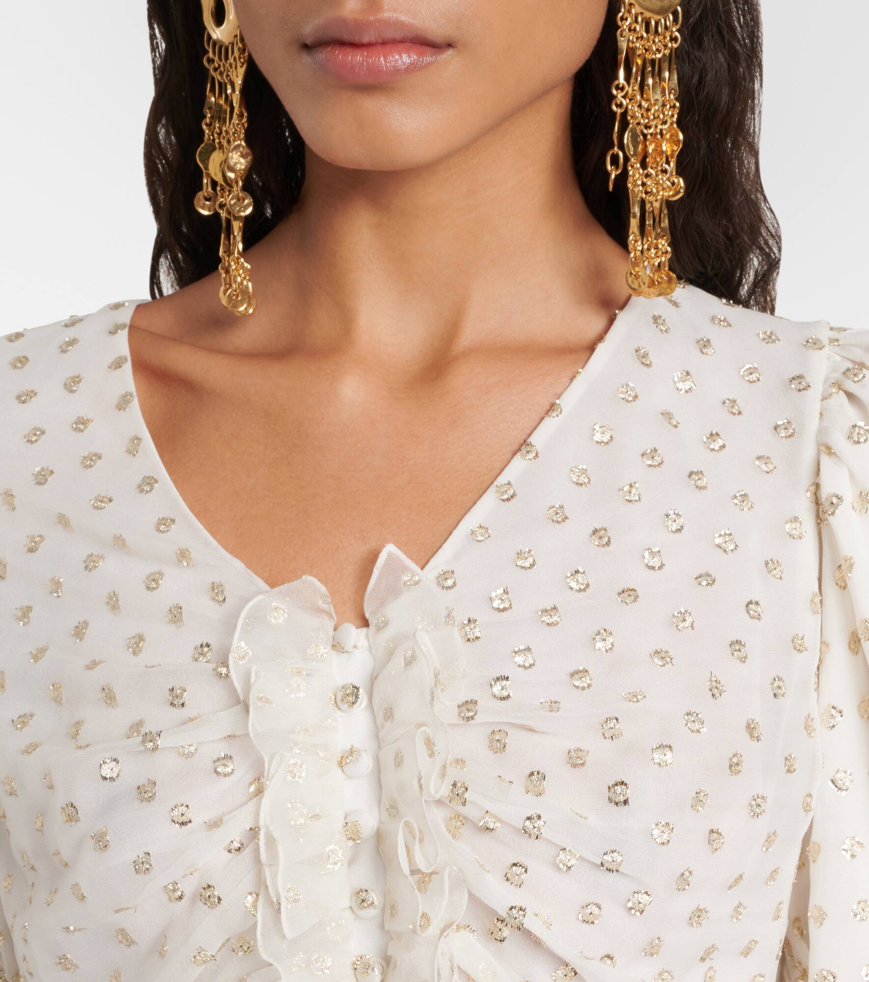 Jacquard silk-blend muslin crop top - 4